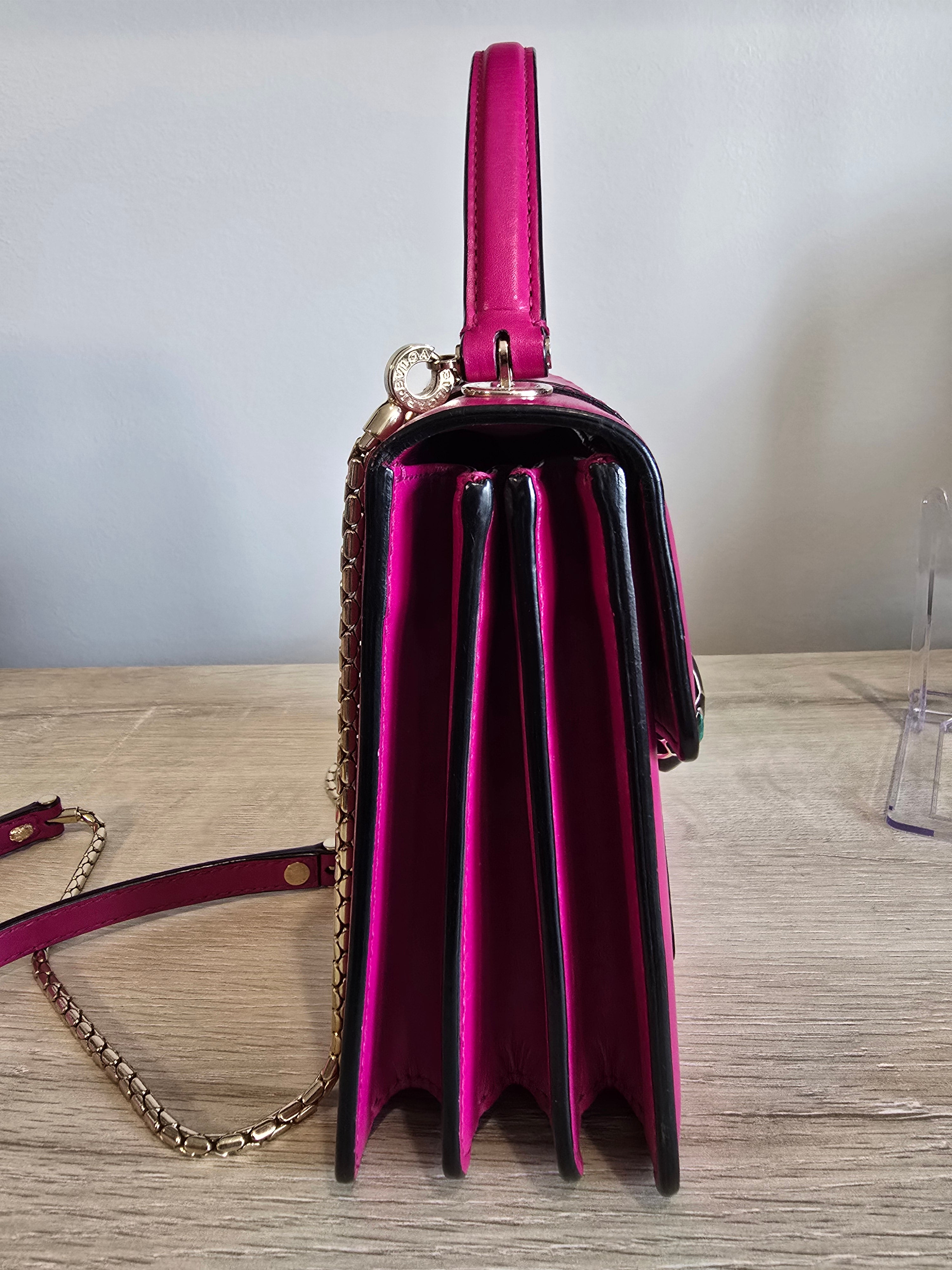 Bvlgari Serpenti Forever Small Top Handle Bag Pink Leather Gold Hardware