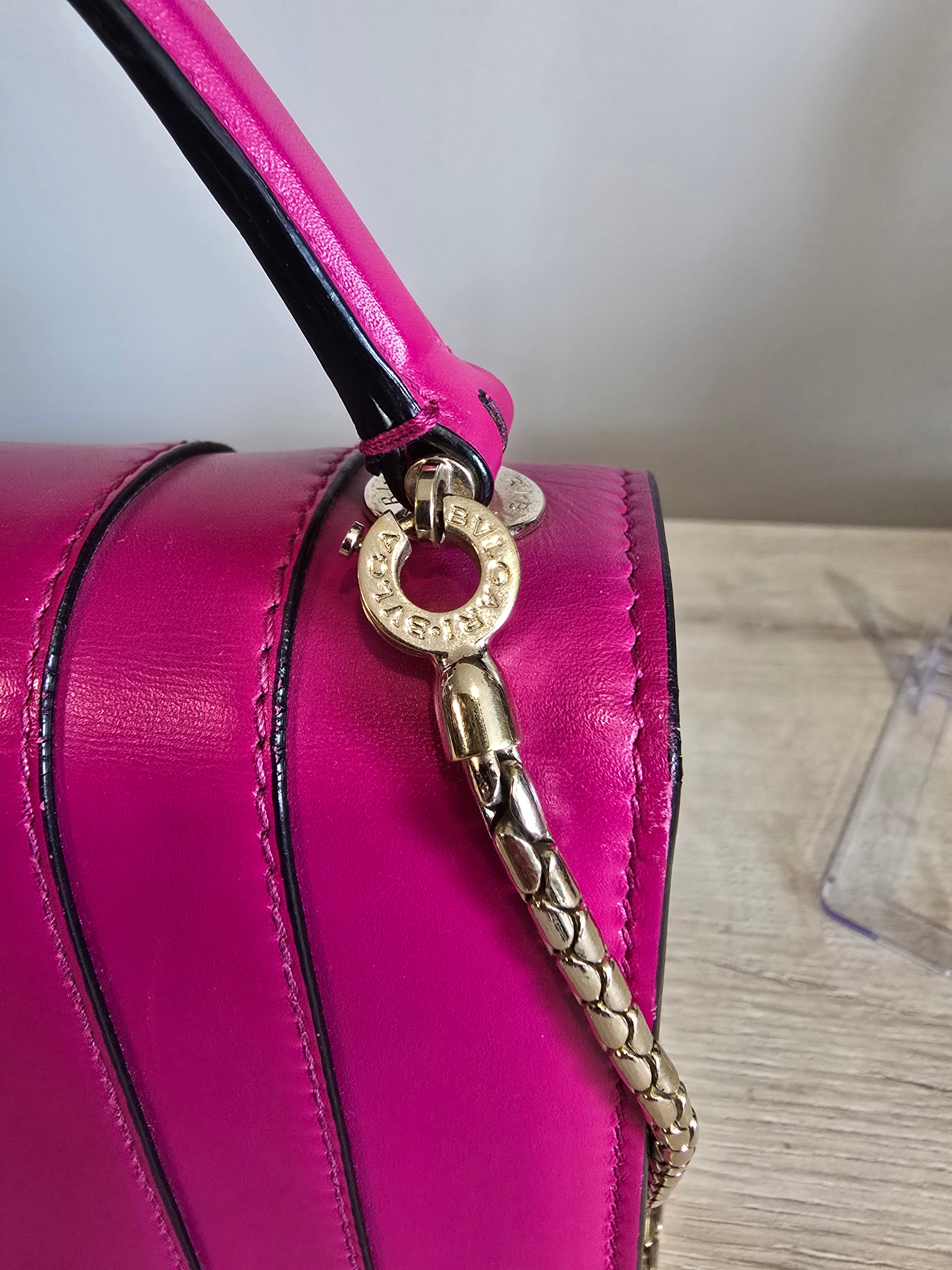 Bvlgari Serpenti Forever Small Top Handle Bag Pink Leather Gold Hardware