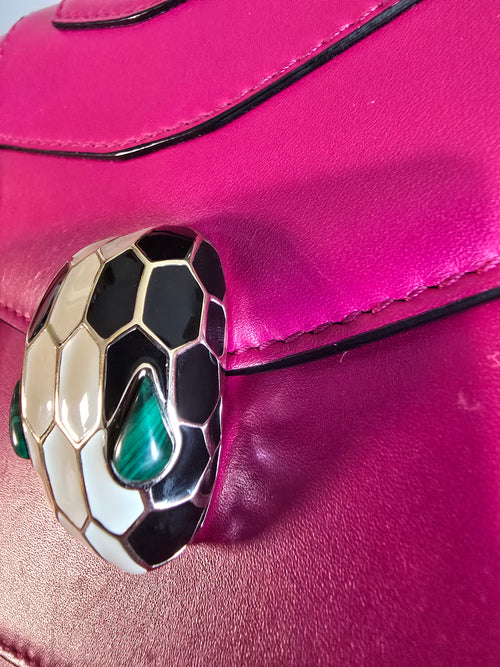 Bvlgari Serpenti Forever Small Top Handle Bag Pink Leather Gold Hardware