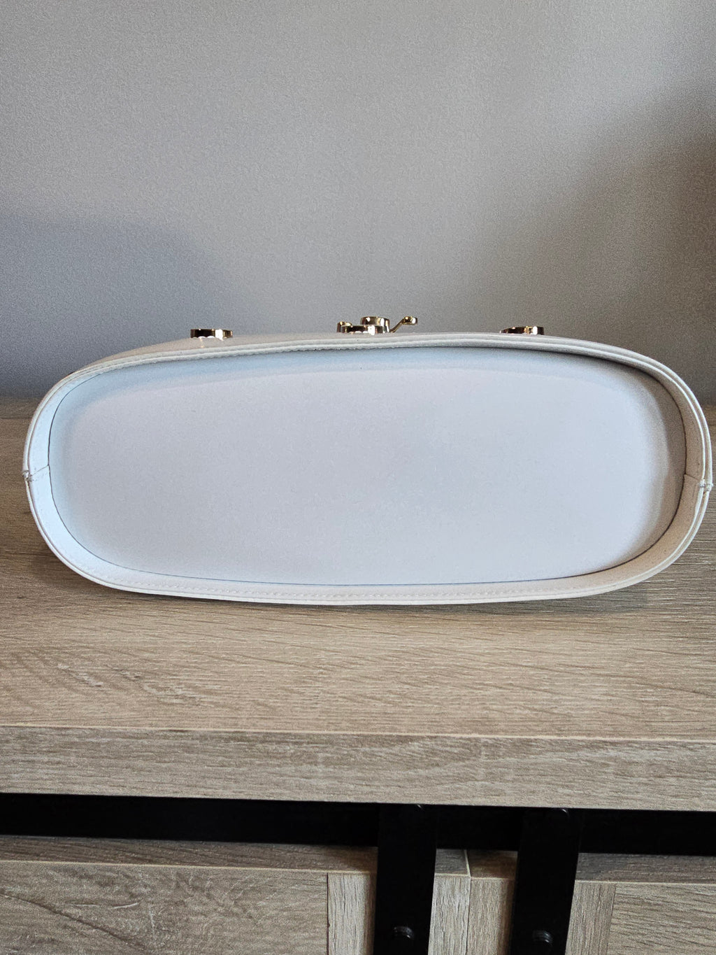 Salvatore Ferragamo Studded 2-Way Handbag White Leather Gold Studs