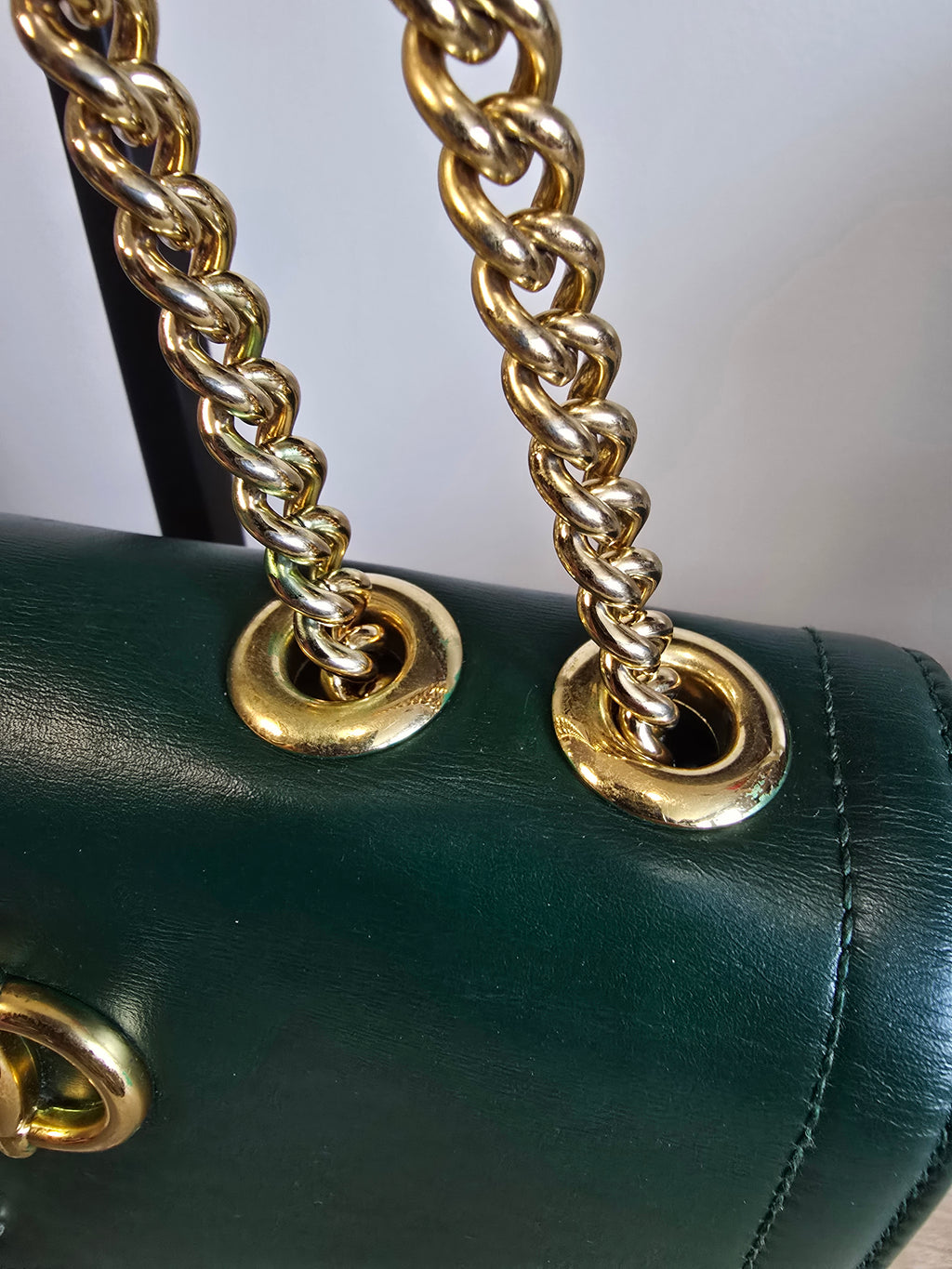 Gucci Medium Leather Rajah Crossbody Bag Green Gold Hardware