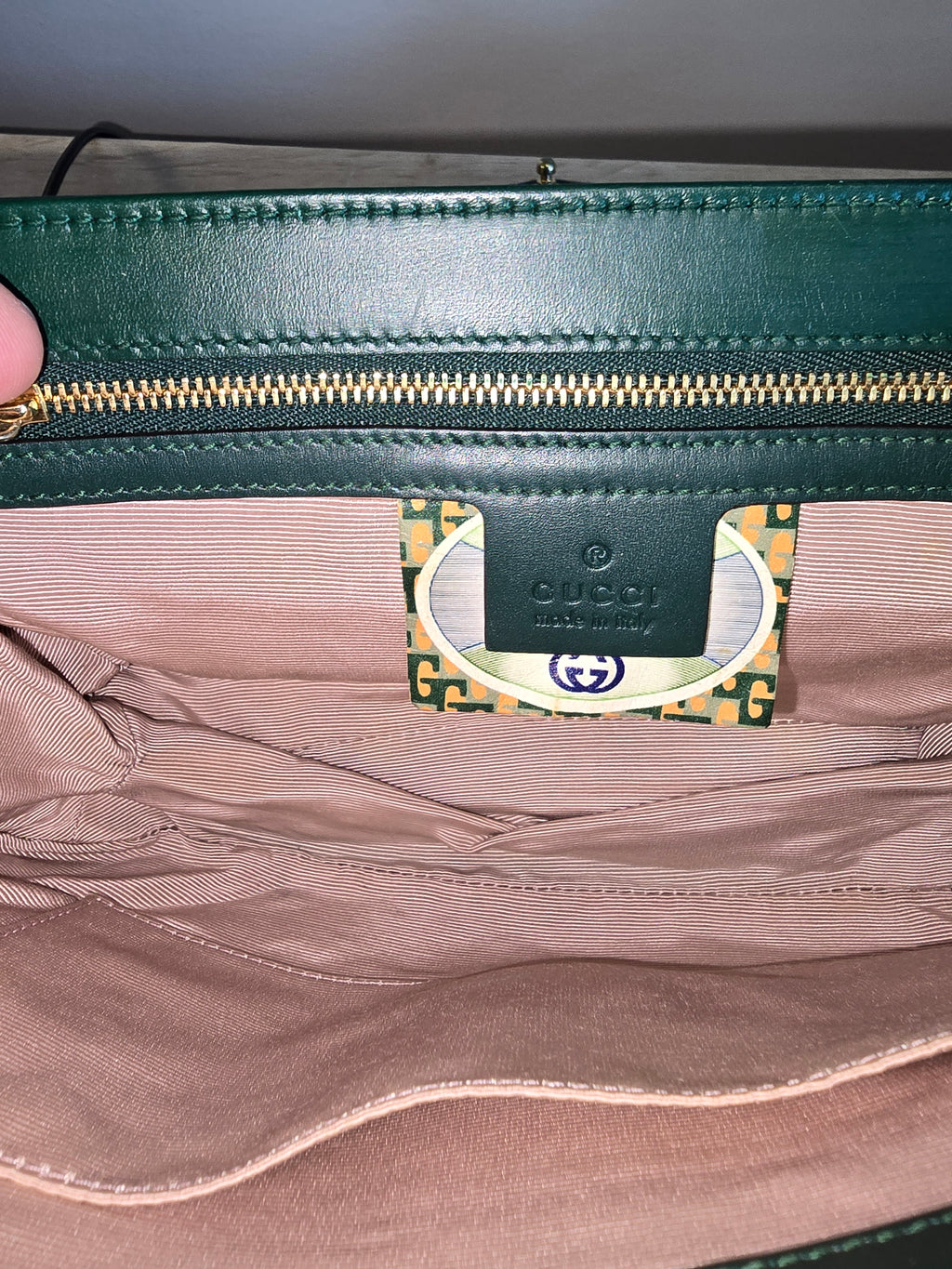 Gucci Medium Leather Rajah Crossbody Bag Green Gold Hardware
