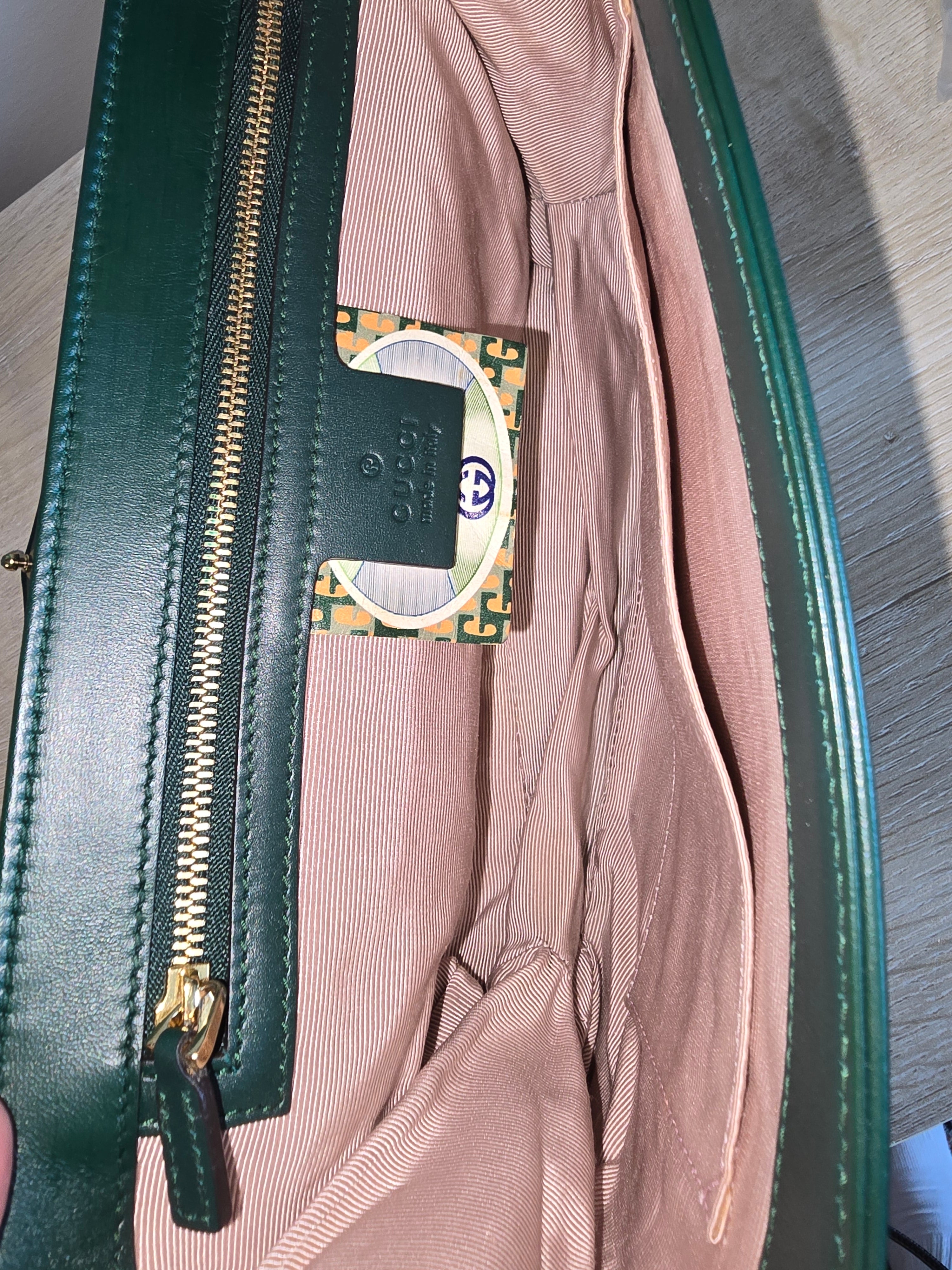 Gucci Medium Leather Rajah Crossbody Bag Green Gold Hardware