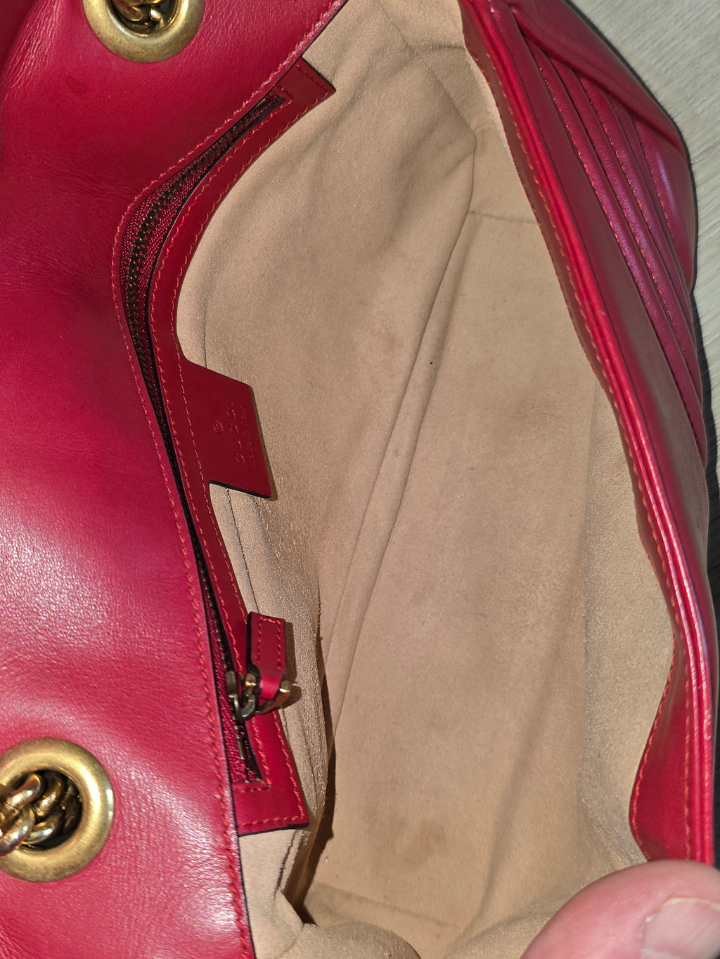 Gucci GG Marmont Medium Matelassé Leather Flap Bag Red Gold Hardware