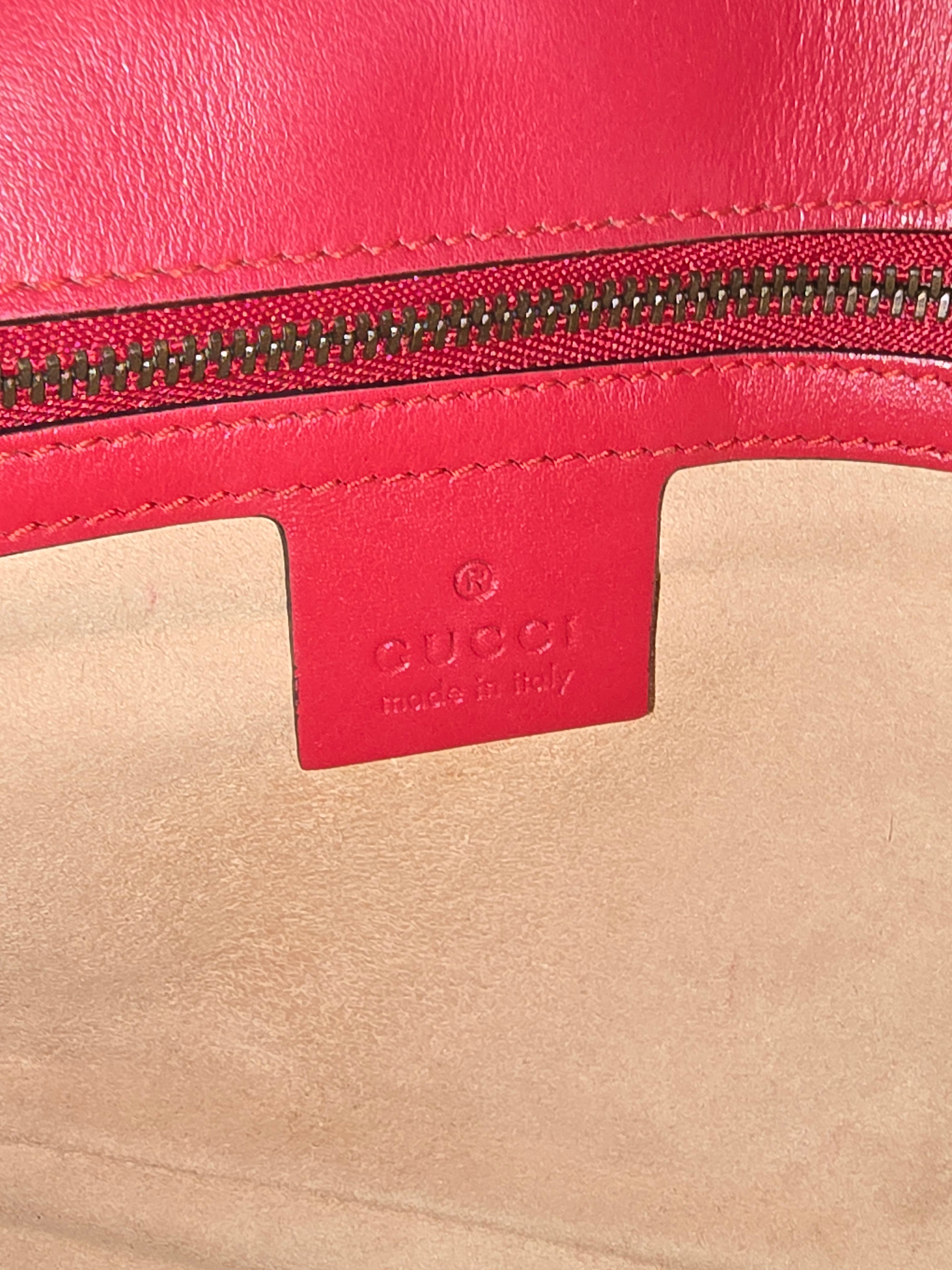 Gucci GG Marmont Medium Matelassé Leather Flap Bag Red Gold Hardware