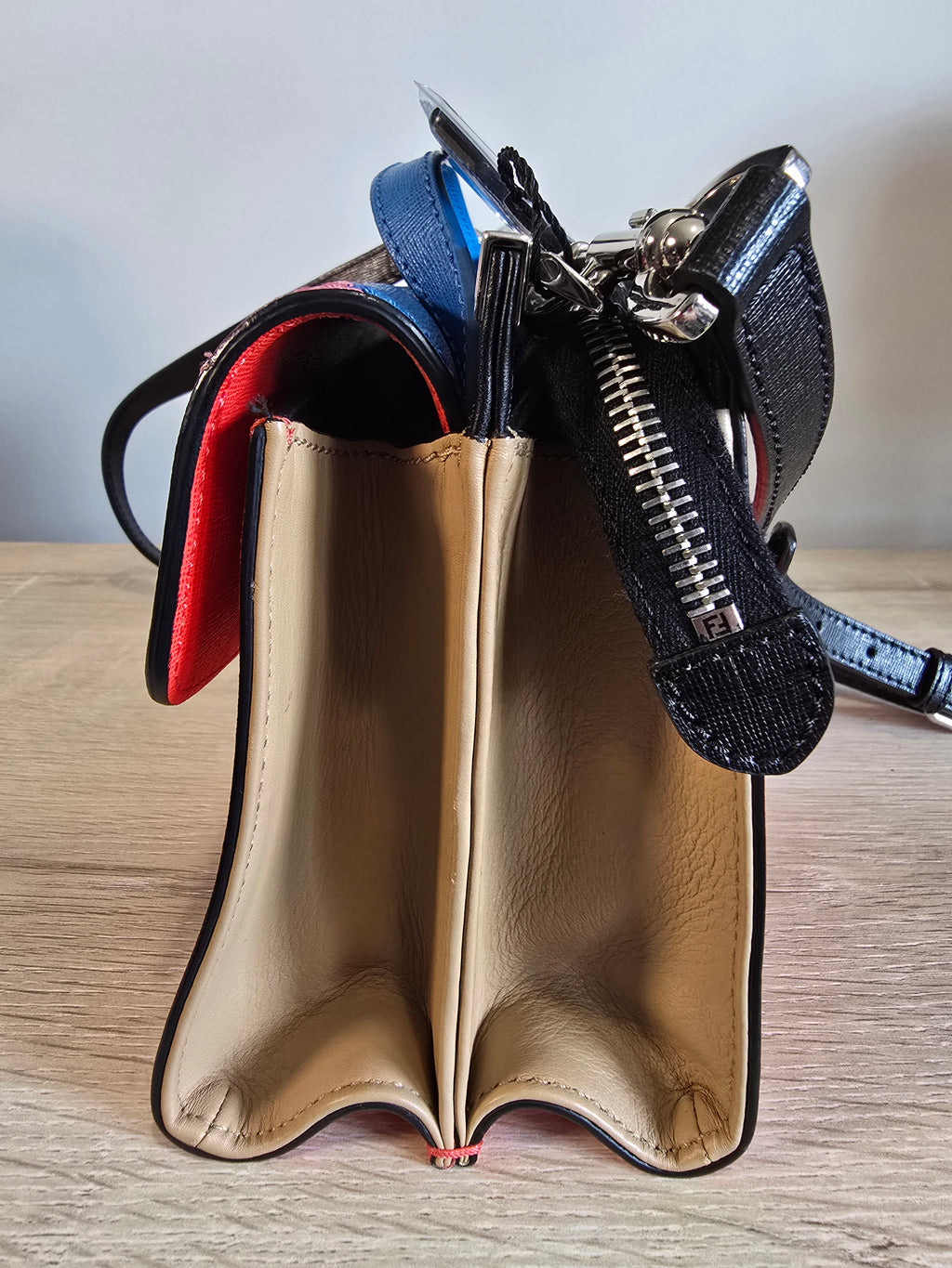 Fendi Monster Multicolor Top Handle Crossbody Bag Orange Blue Pink Silver Hardware
