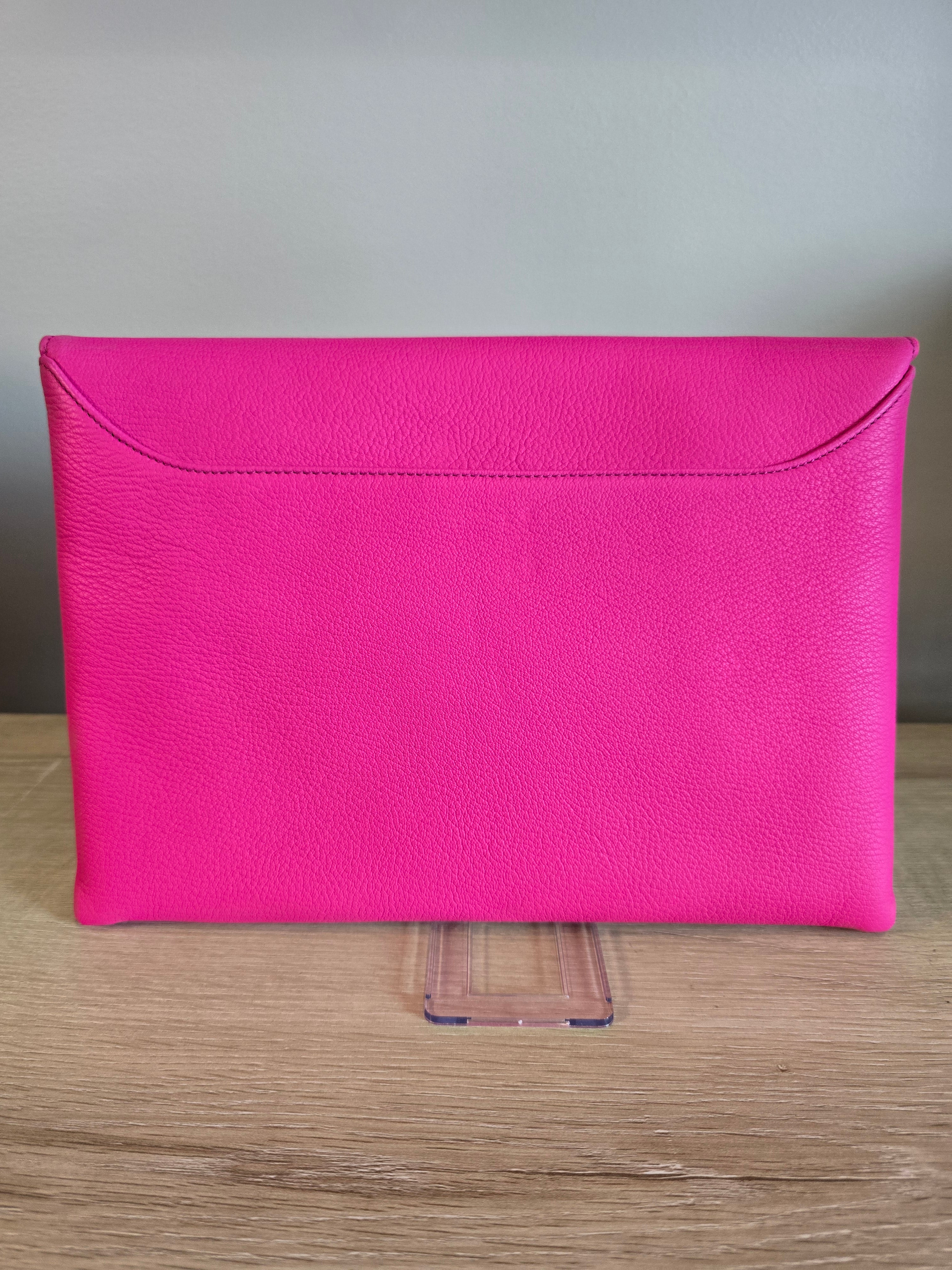 Givenchy Antigona Envelope Clutch Bright Pink Grained Leather Gold Hardware