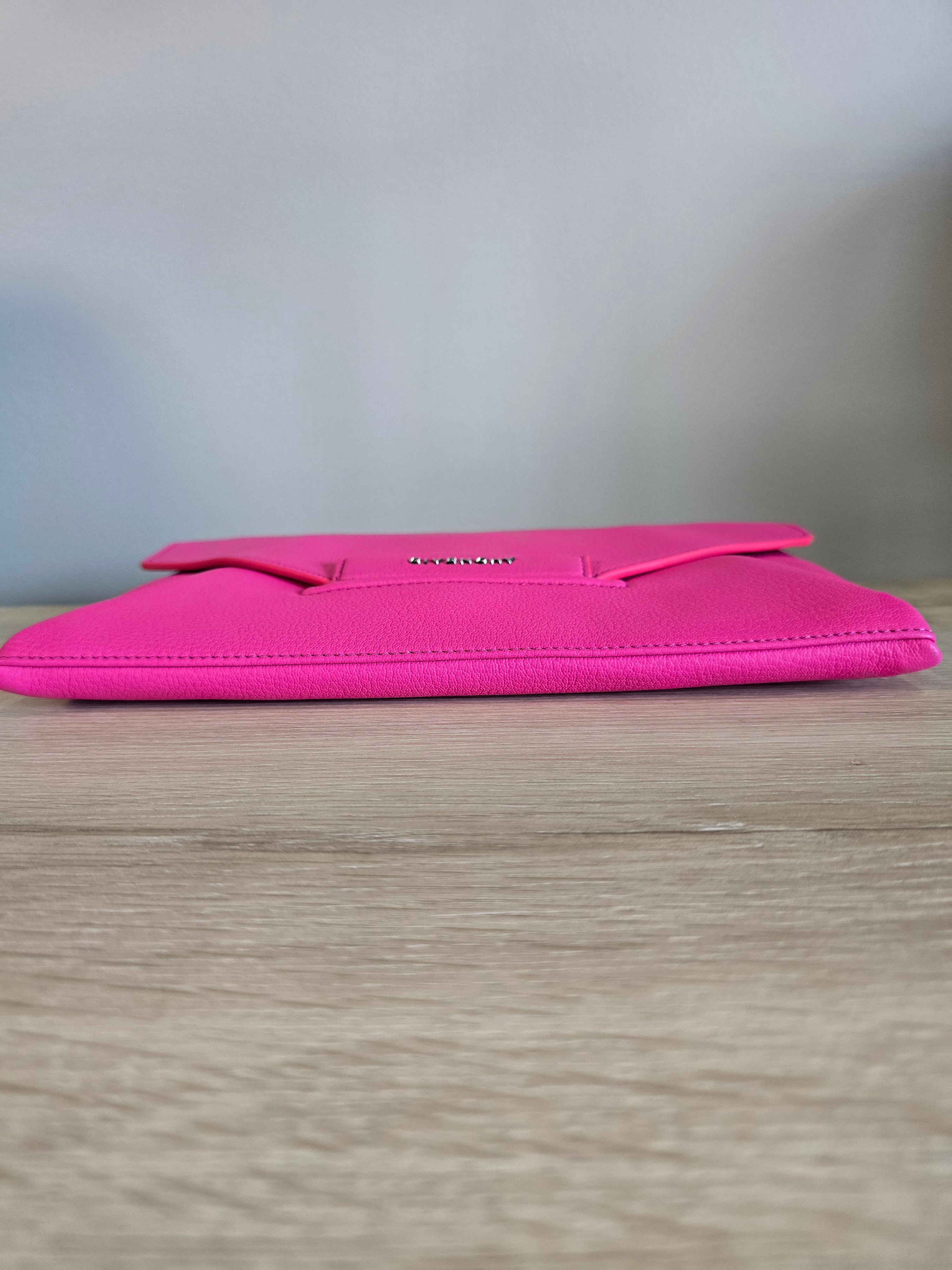 Givenchy Antigona Envelope Clutch Bright Pink Grained Leather Gold Hardware