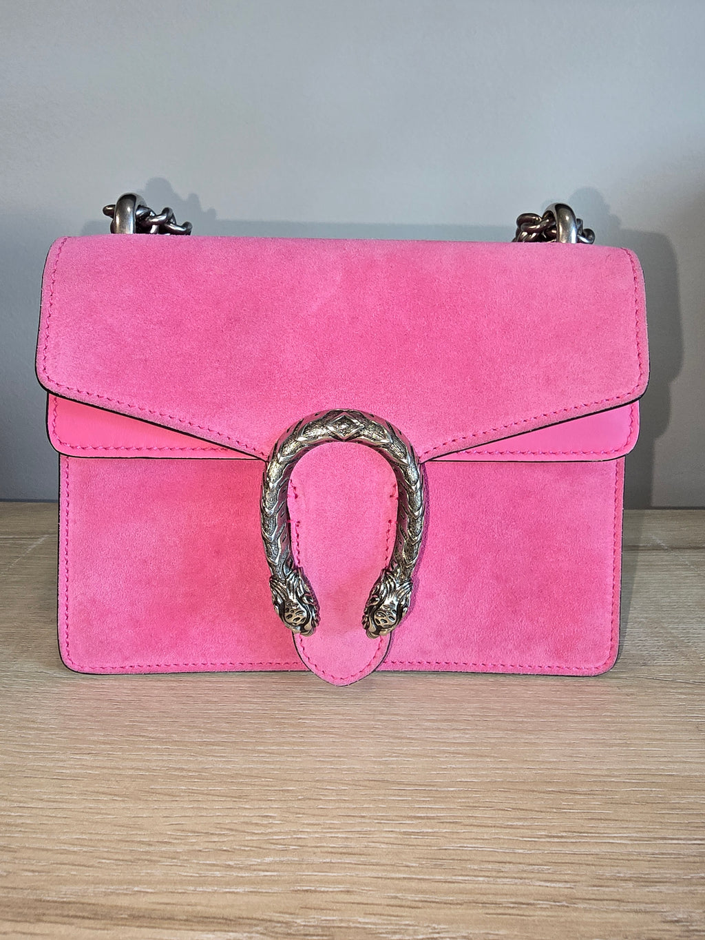 Gucci Dionysus Small Suede Shoulder Bag Pink Silver Hardware