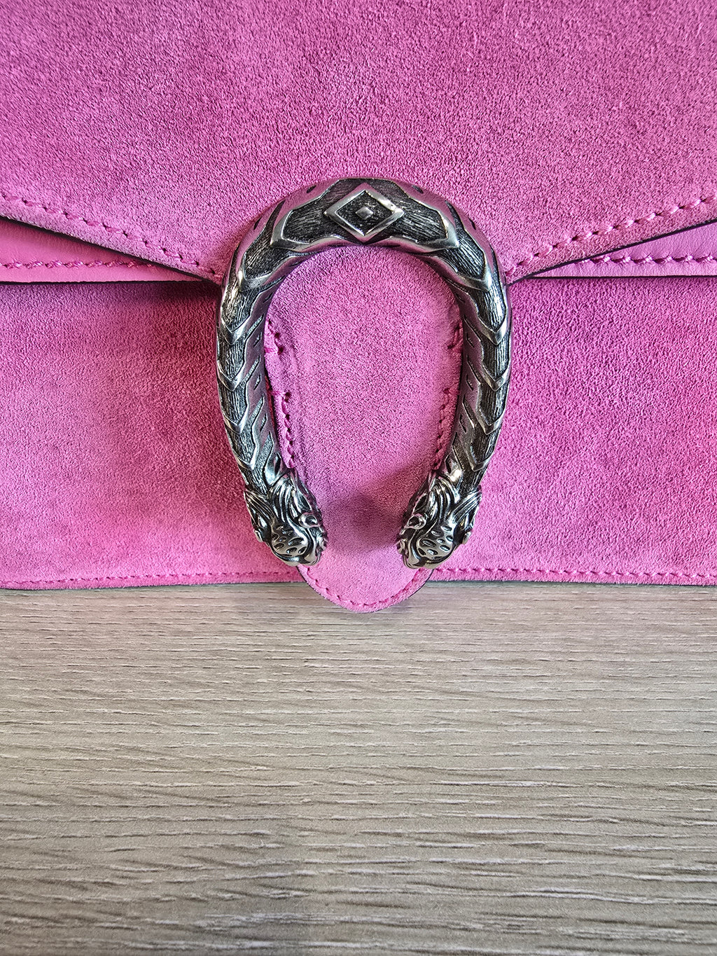 Gucci Dionysus Small Suede Shoulder Bag Pink Silver Hardware