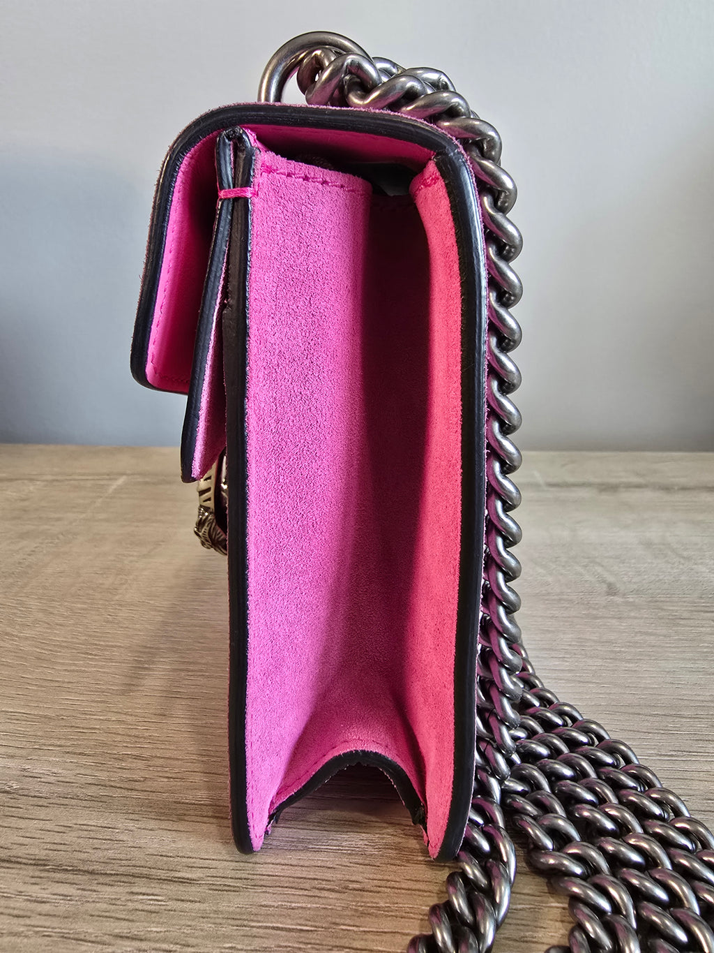 Gucci Dionysus Small Suede Shoulder Bag Pink Silver Hardware