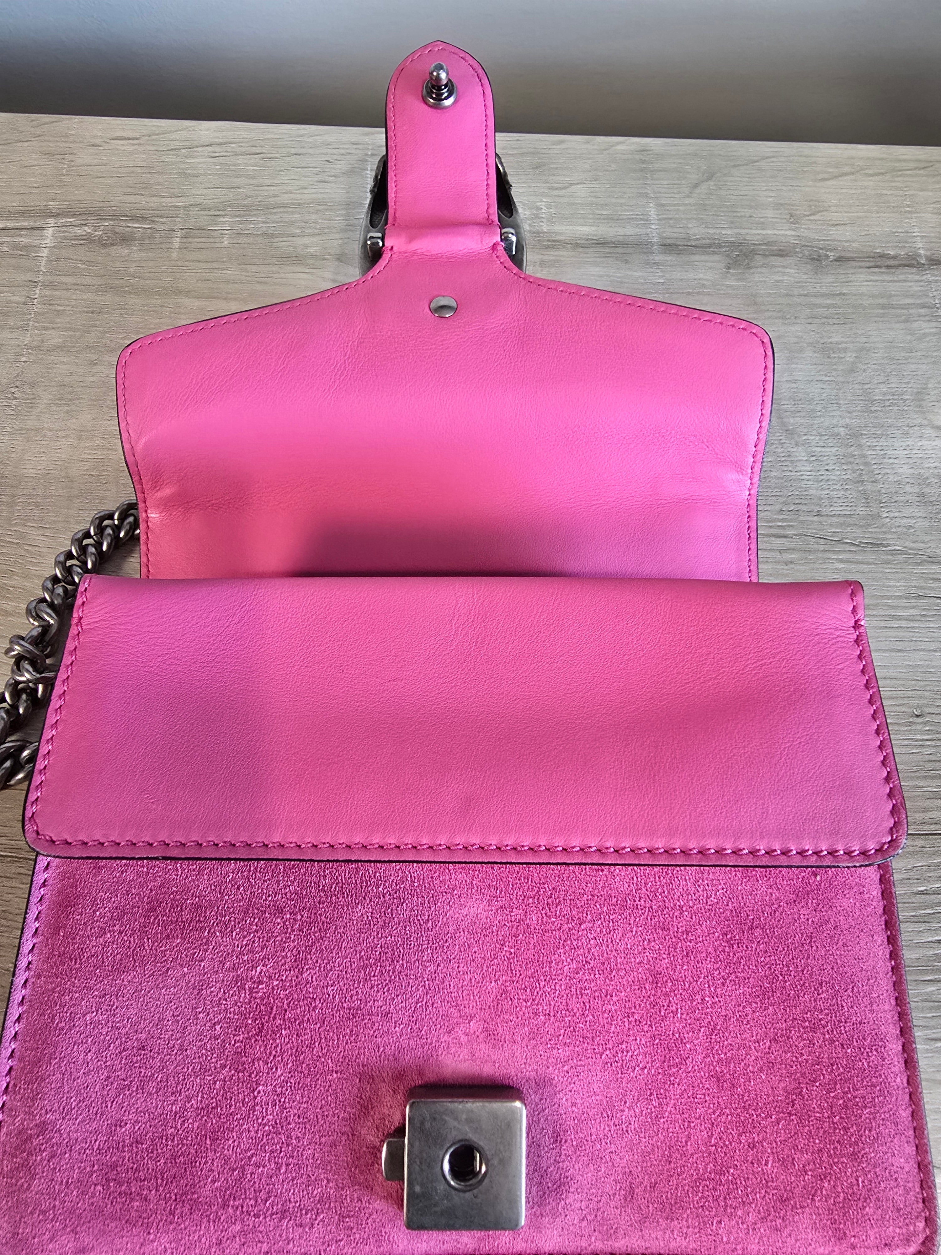 Gucci Dionysus Small Suede Shoulder Bag Pink Silver Hardware