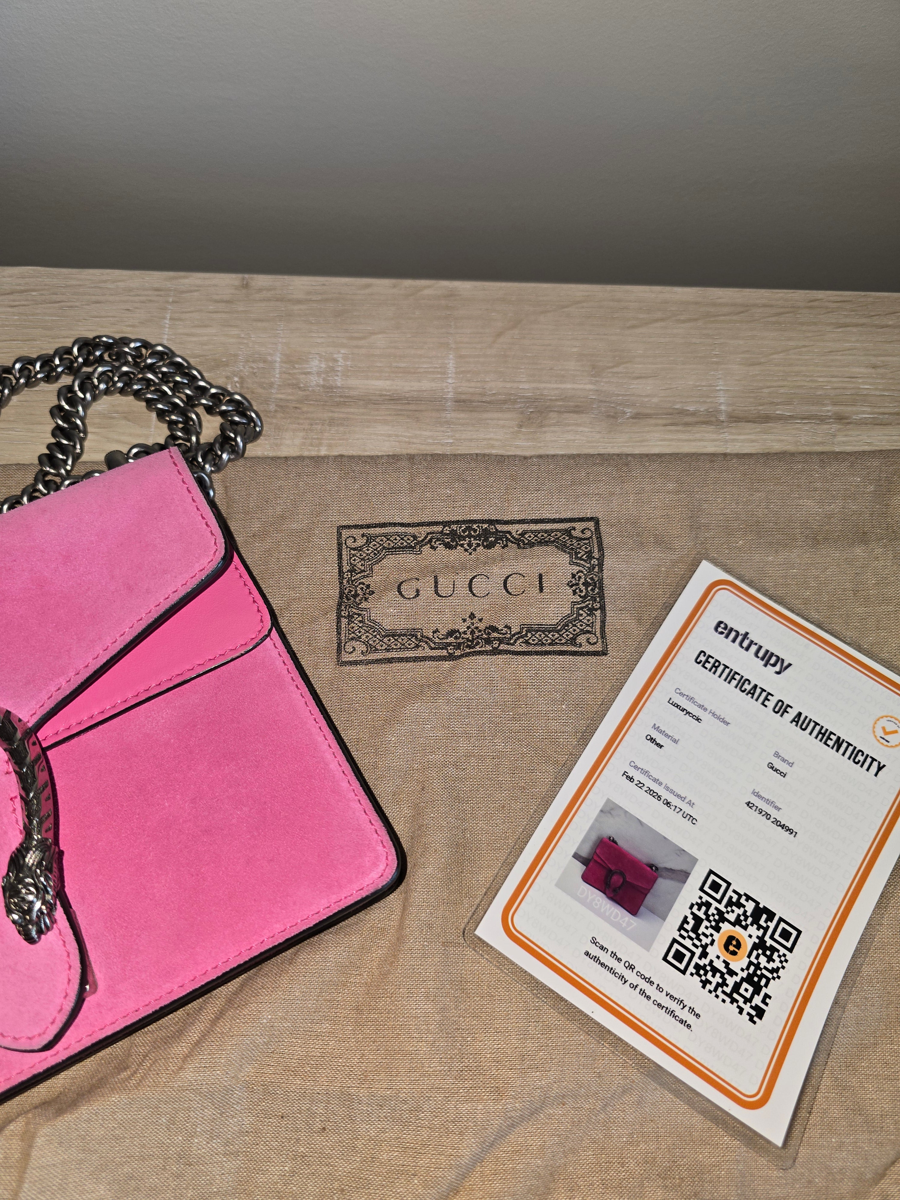 Gucci Dionysus Small Suede Shoulder Bag Pink Silver Hardware