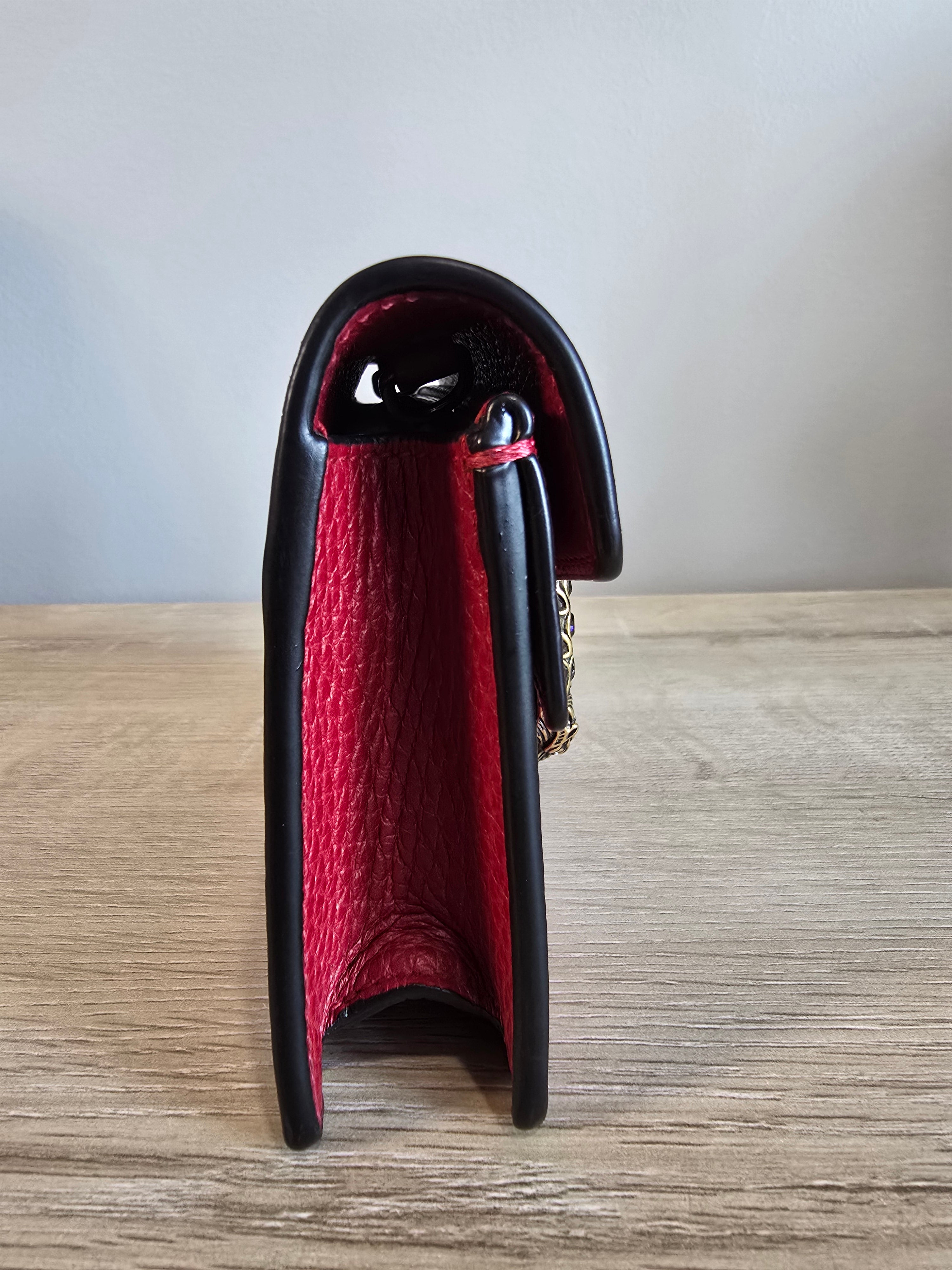 Gucci Dionysus Super Mini Bag Red Leather Silver Chain Gold Snake