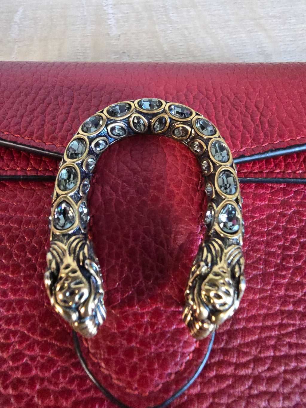 Gucci Dionysus Super Mini Bag Red Leather Silver Chain Gold Snake