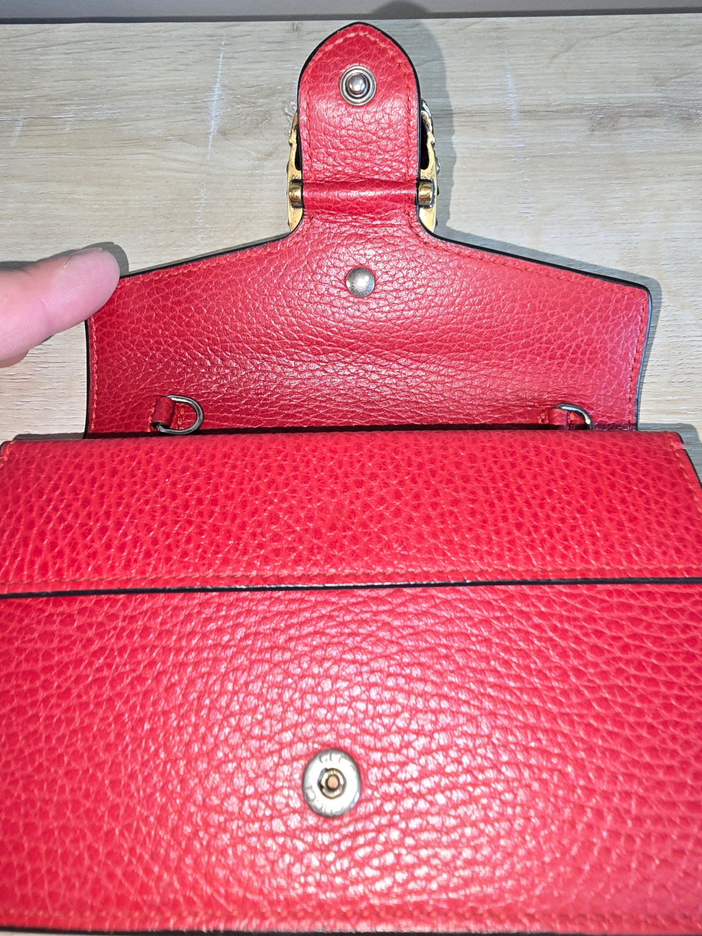 Gucci Dionysus Super Mini Bag Red Leather Silver Chain Gold Snake