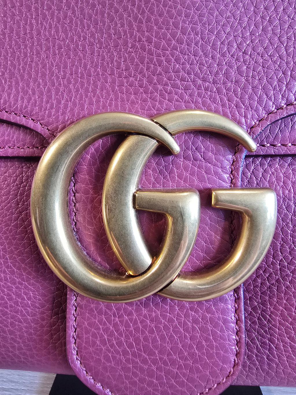 Gucci GG Marmont Medium Shoulder Bag Dark Mauve Matelassé Leather Gold Hardware