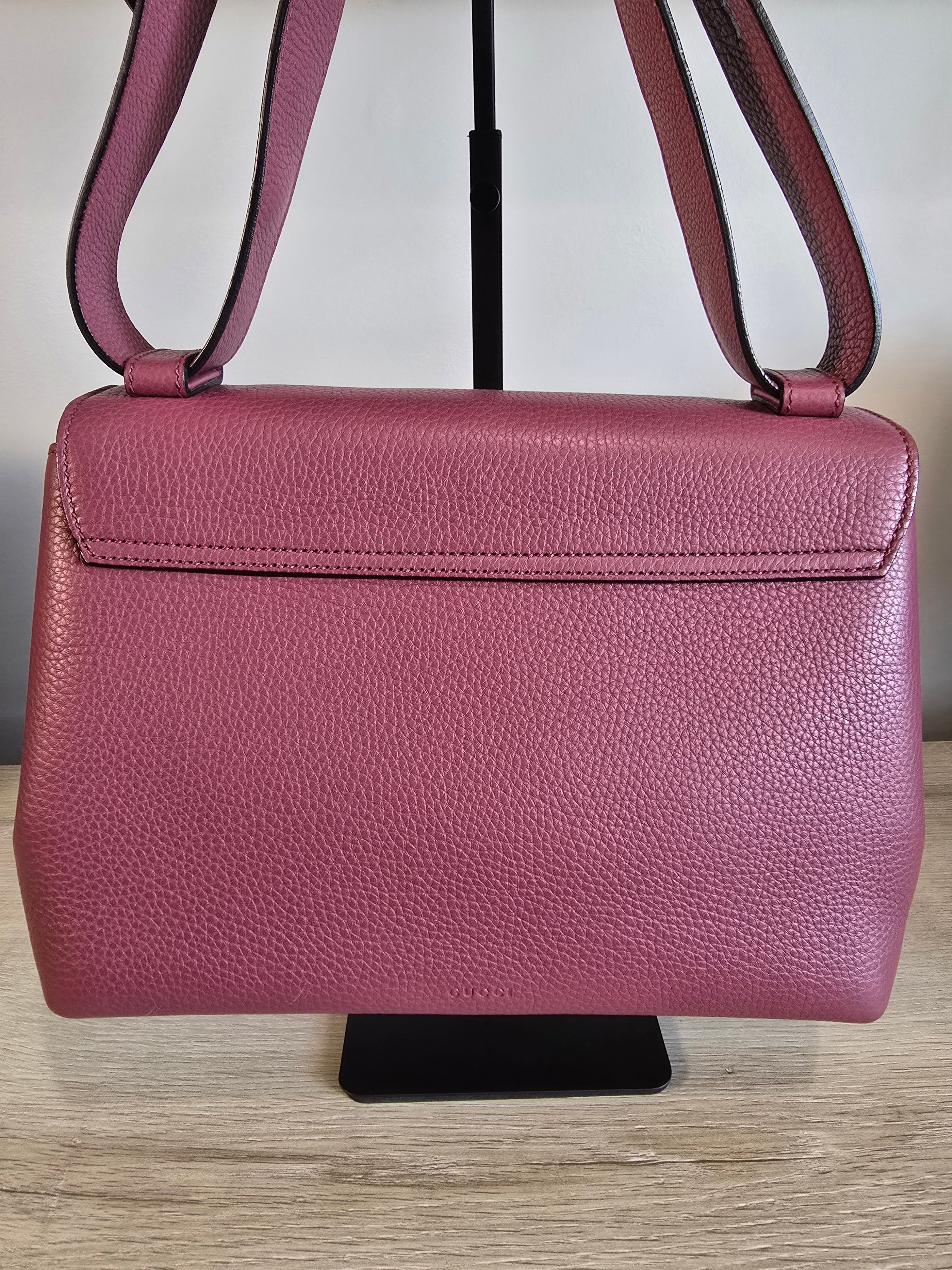 Gucci GG Marmont Medium Shoulder Bag Dark Mauve Matelassé Leather Gold Hardware