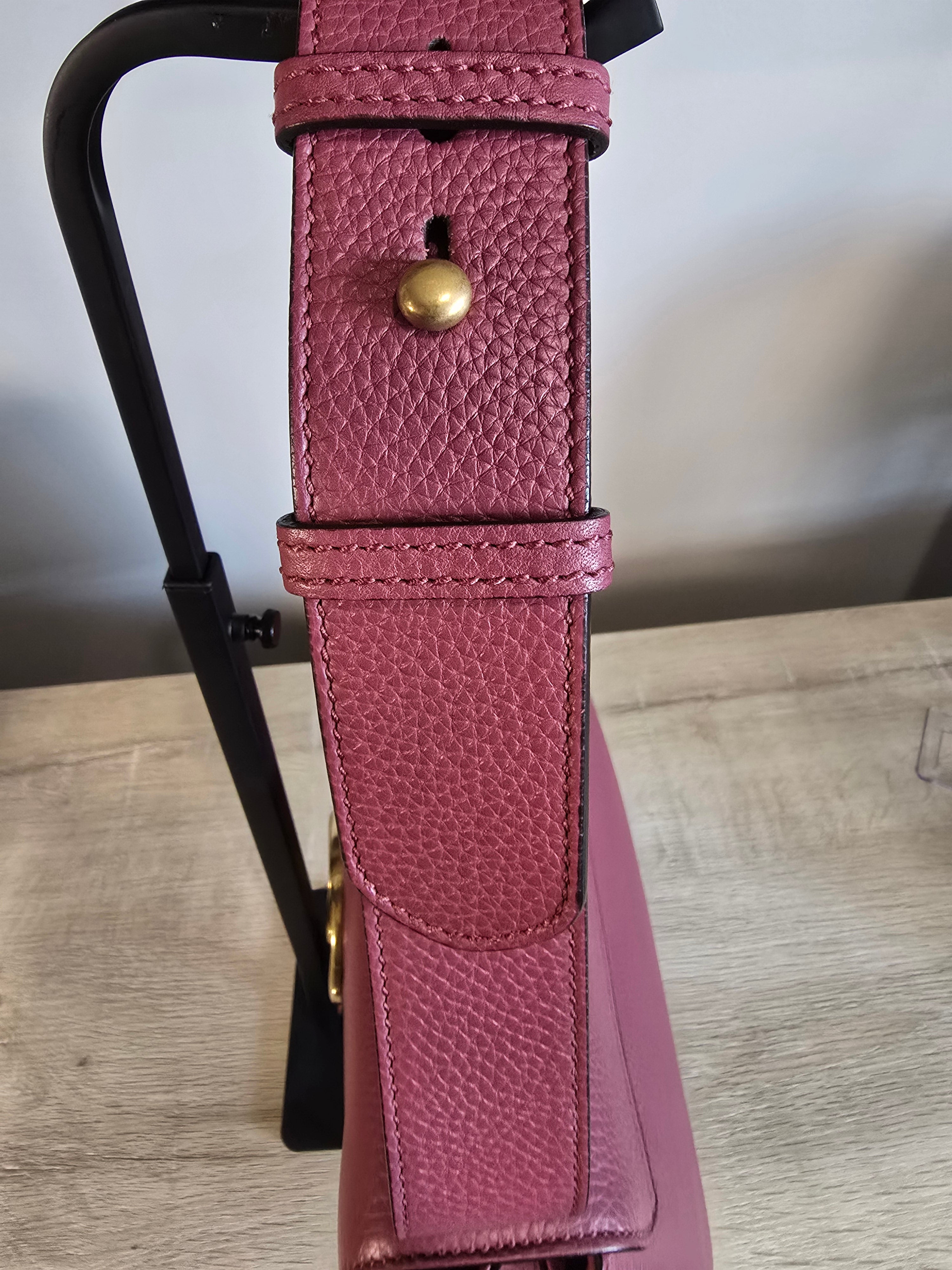 Gucci GG Marmont Medium Shoulder Bag Dark Mauve Matelassé Leather Gold Hardware