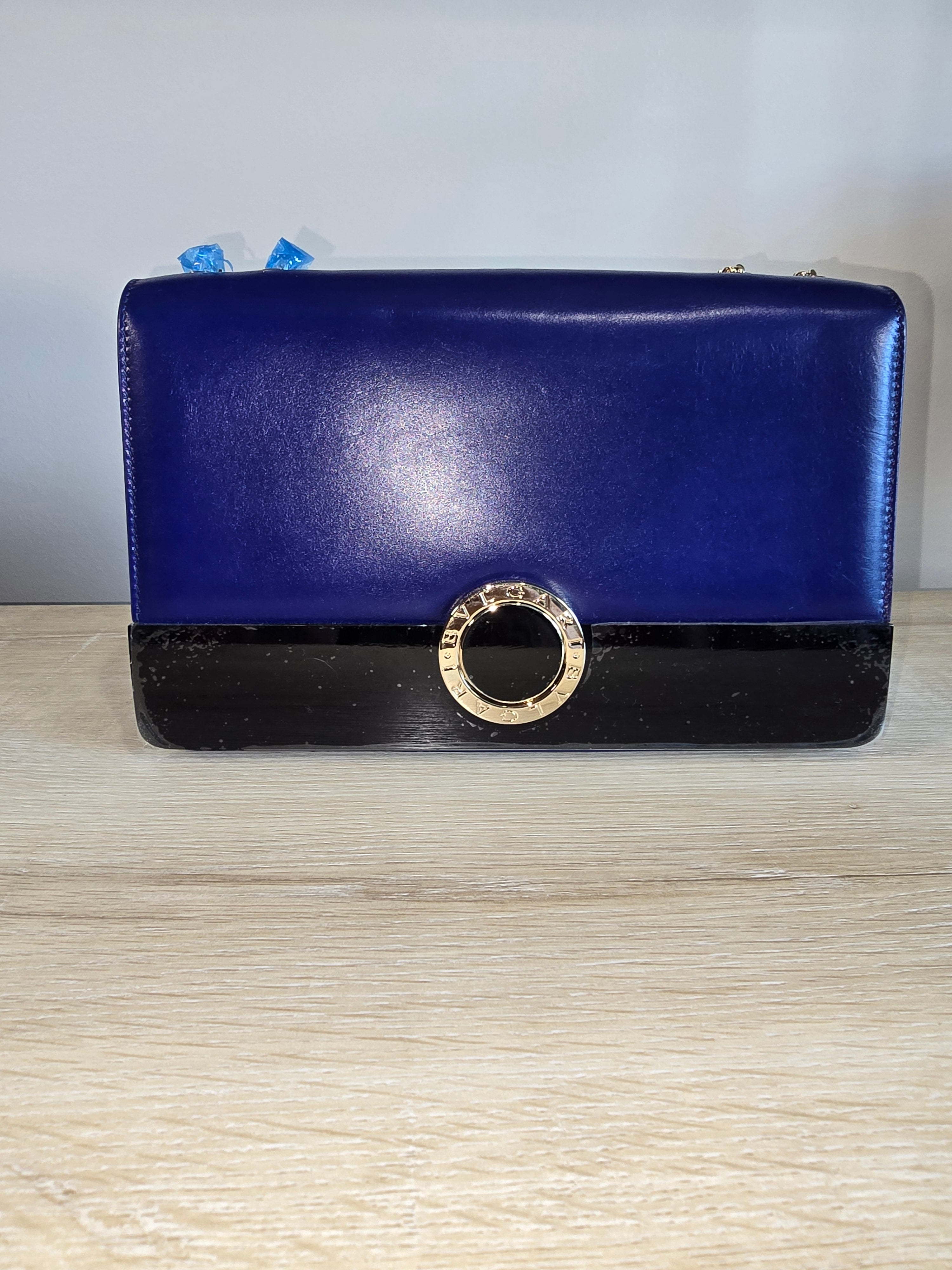 Bvlgari "Bvlgari-Bvlgari" Crossbody Shoulder Bag in Blue & Black