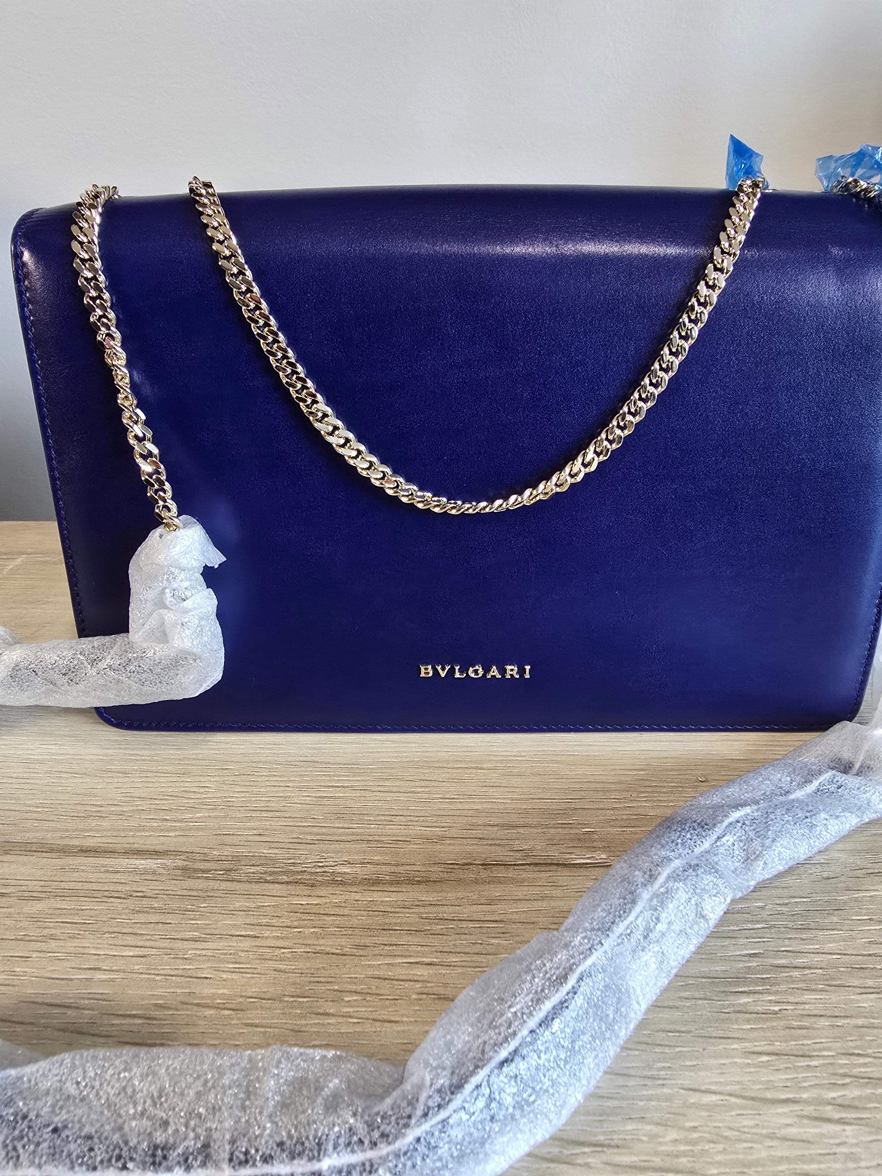 Bvlgari "Bvlgari-Bvlgari" Crossbody Shoulder Bag in Blue & Black