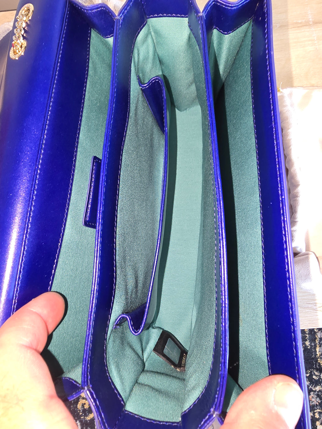Bvlgari "Bvlgari-Bvlgari" Crossbody Shoulder Bag in Blue & Black