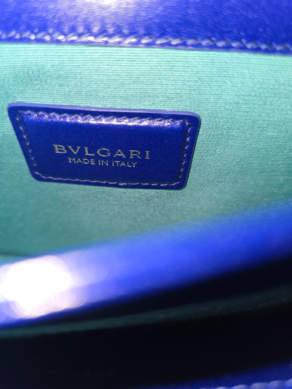 Bvlgari "Bvlgari-Bvlgari" Crossbody Shoulder Bag in Blue & Black