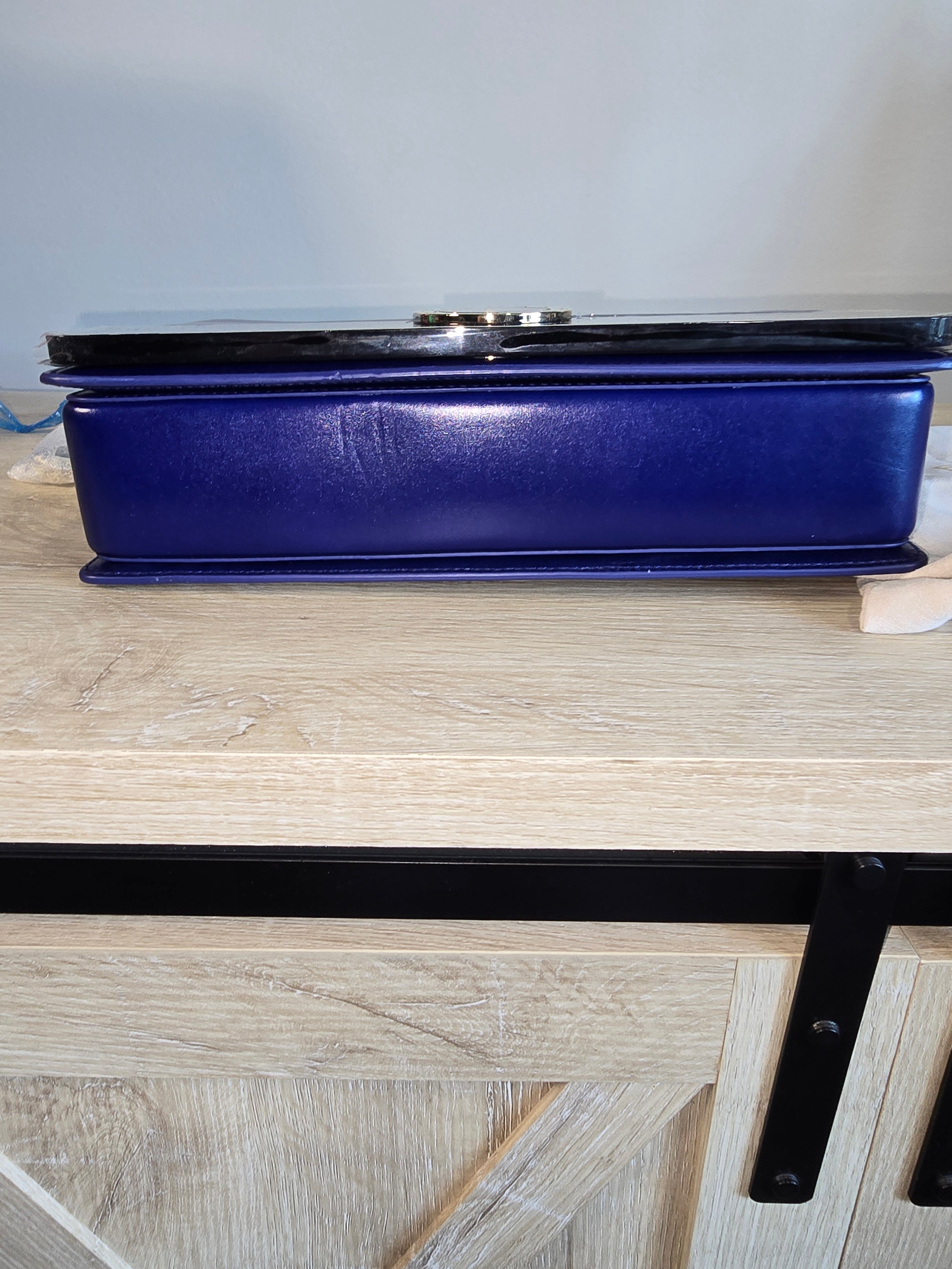 Bvlgari "Bvlgari-Bvlgari" Crossbody Shoulder Bag in Blue & Black