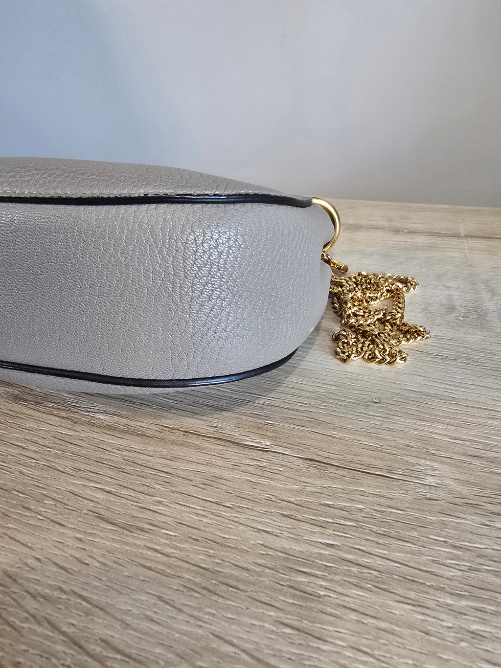 Chloé Drew Bag Motty Grey Textured Leather Gold Hardware