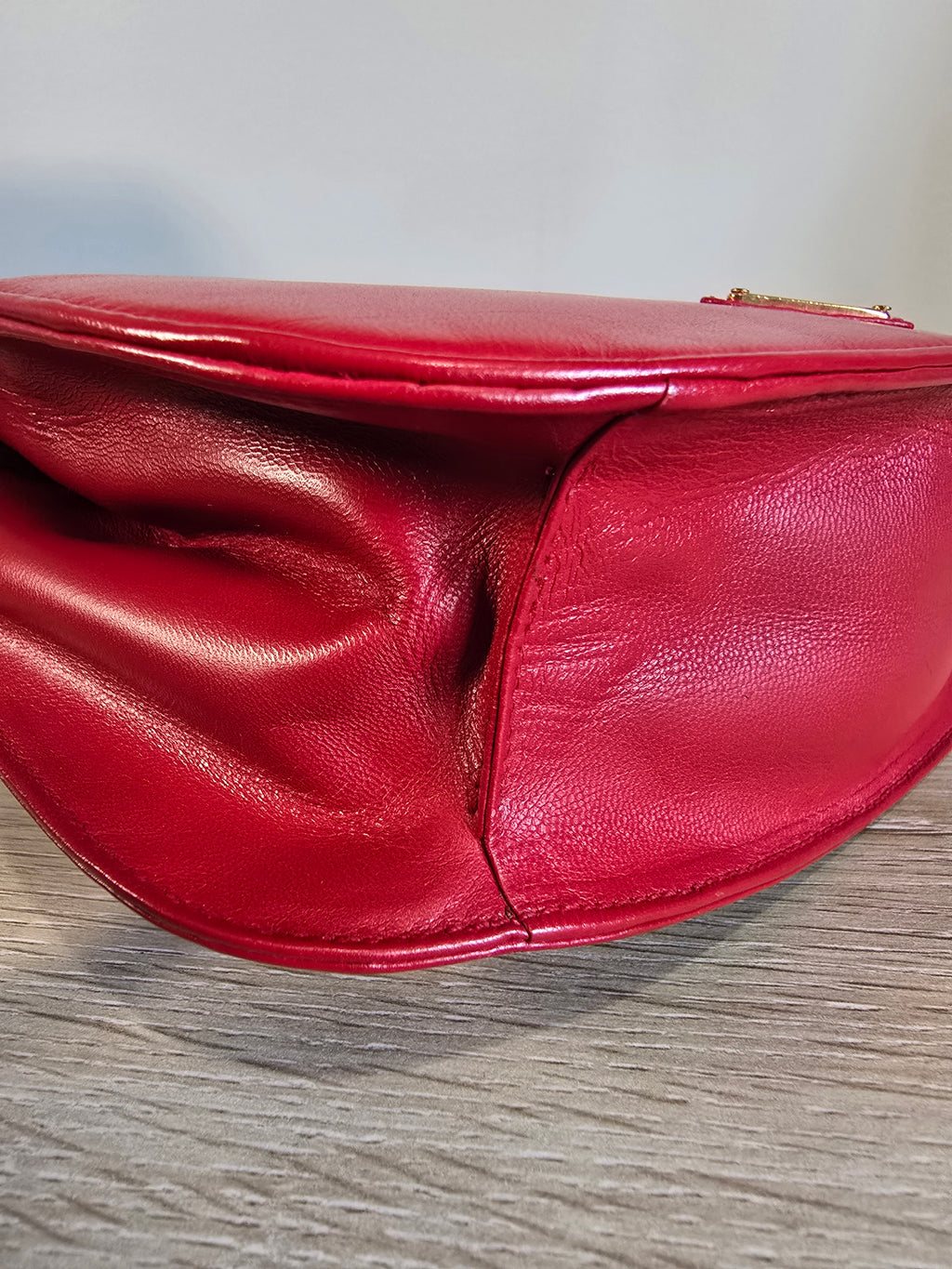 Prada Madras Pochette Red Leather Shoulder Bag Gold Hardware