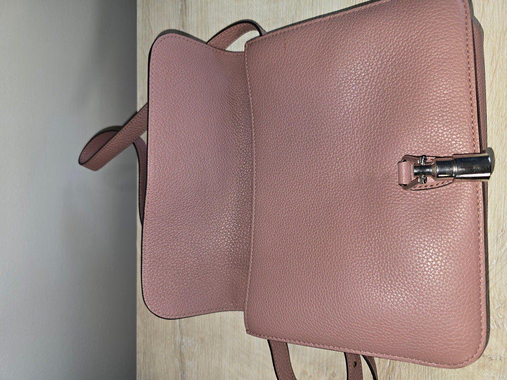 Gucci Jackie Soft Flap Shoulder Bag Pink Pebbled Leather Silver Hardware