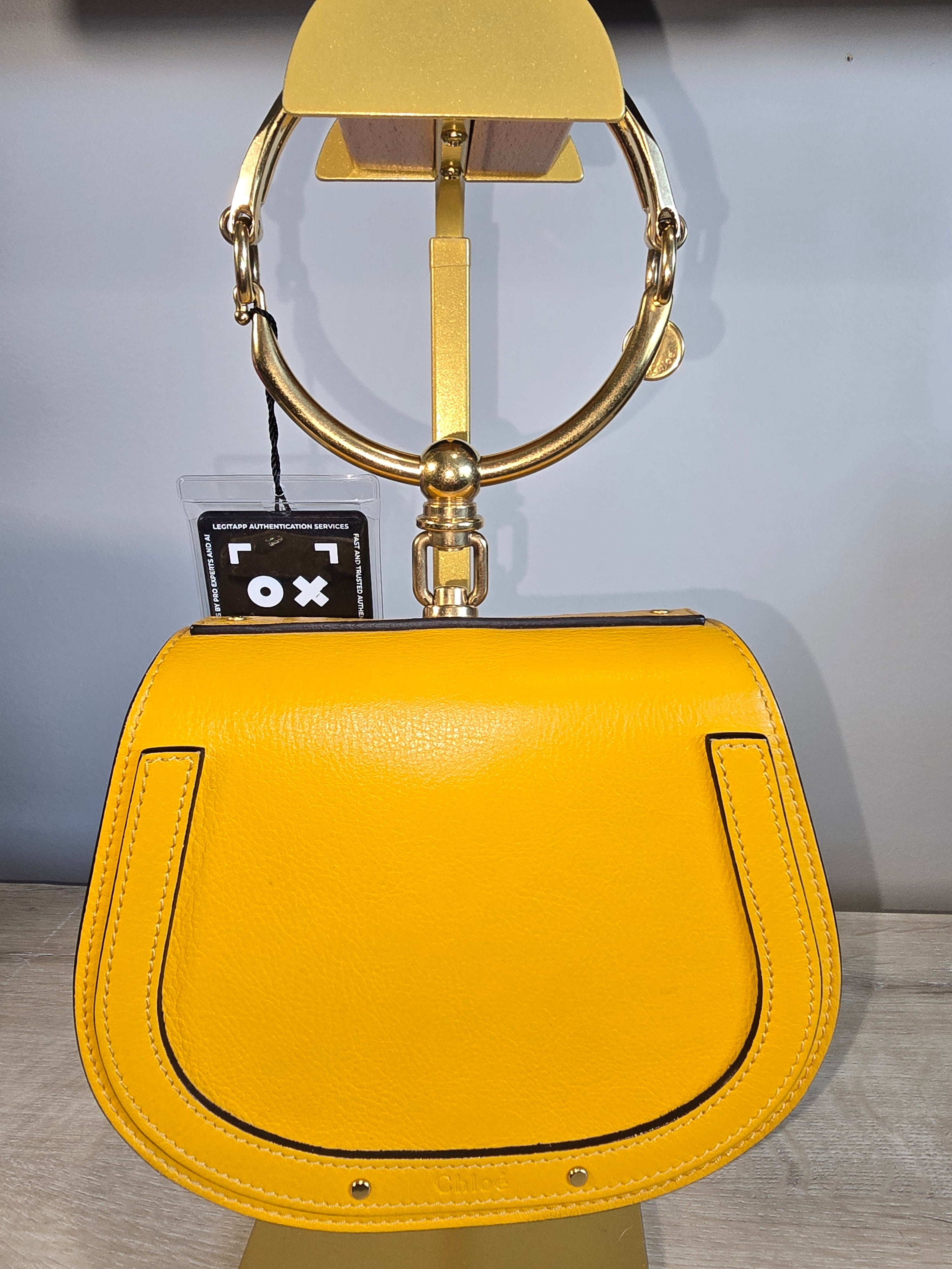 Chloé Small Nile Bracelet Bag Yellow Leather Suede Gold Hardware