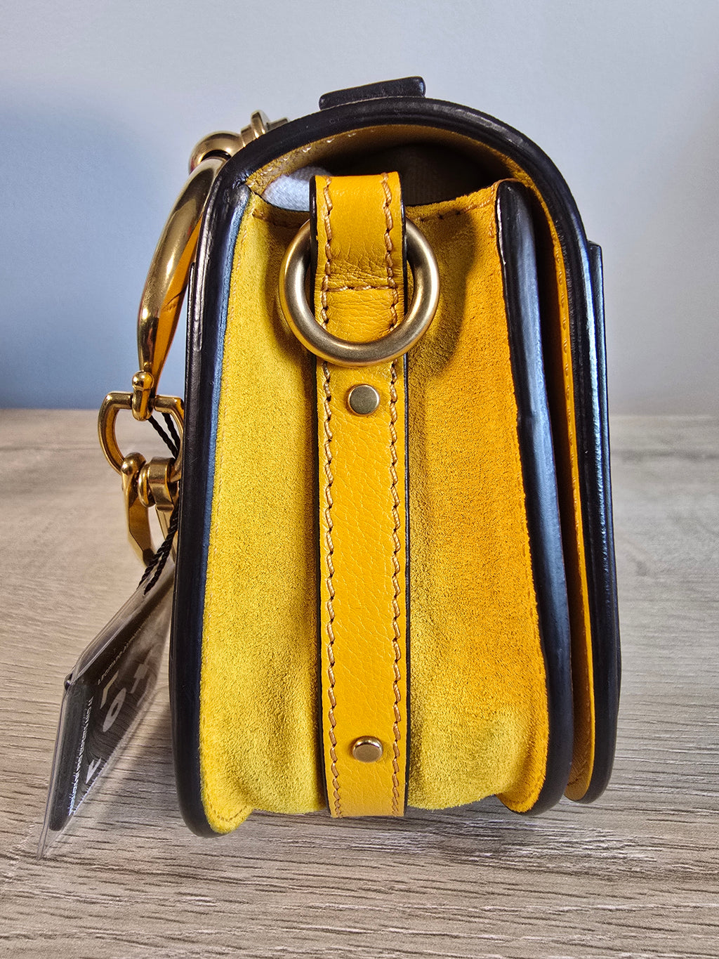Chloé Small Nile Bracelet Bag Yellow Leather Suede Gold Hardware