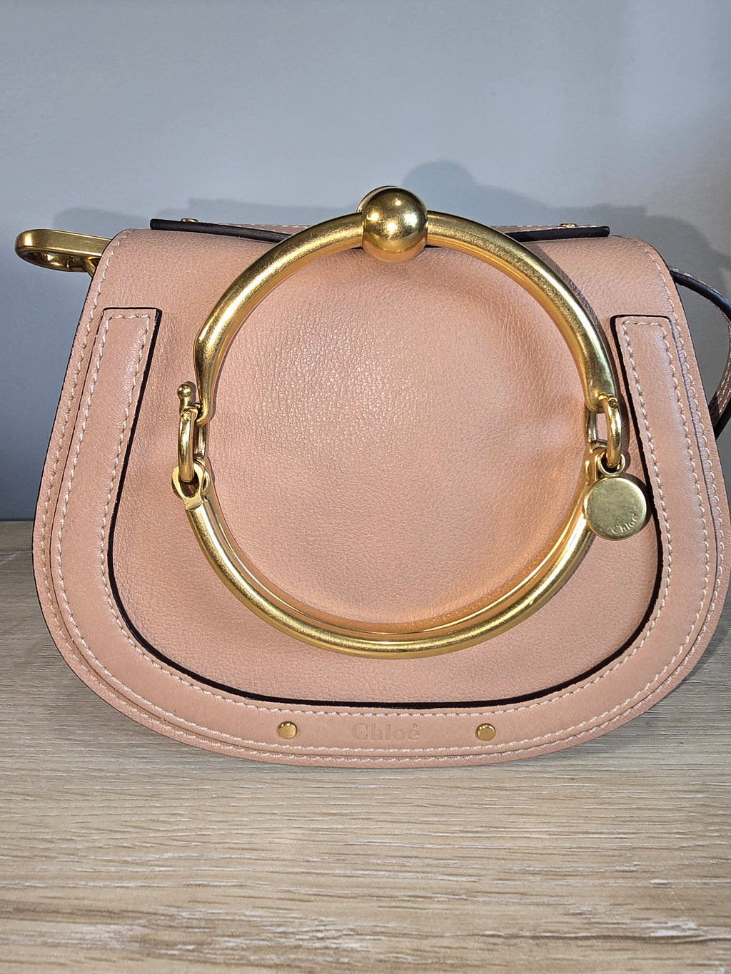 Chloé Small Nile Bracelet Bag Pink Leather Suede Gold Hardware