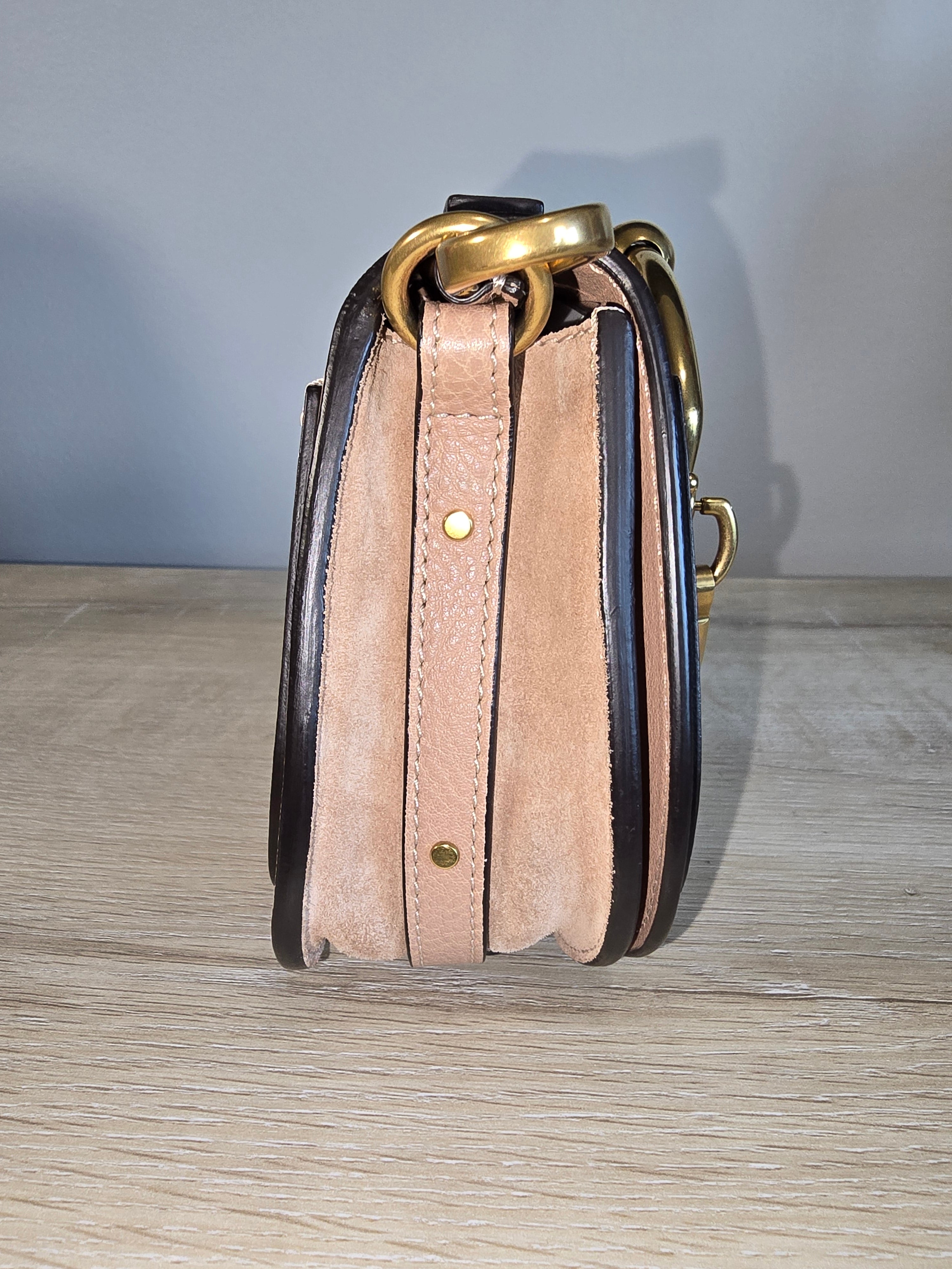 Chloé Small Nile Bracelet Bag Pink Leather Suede Gold Hardware
