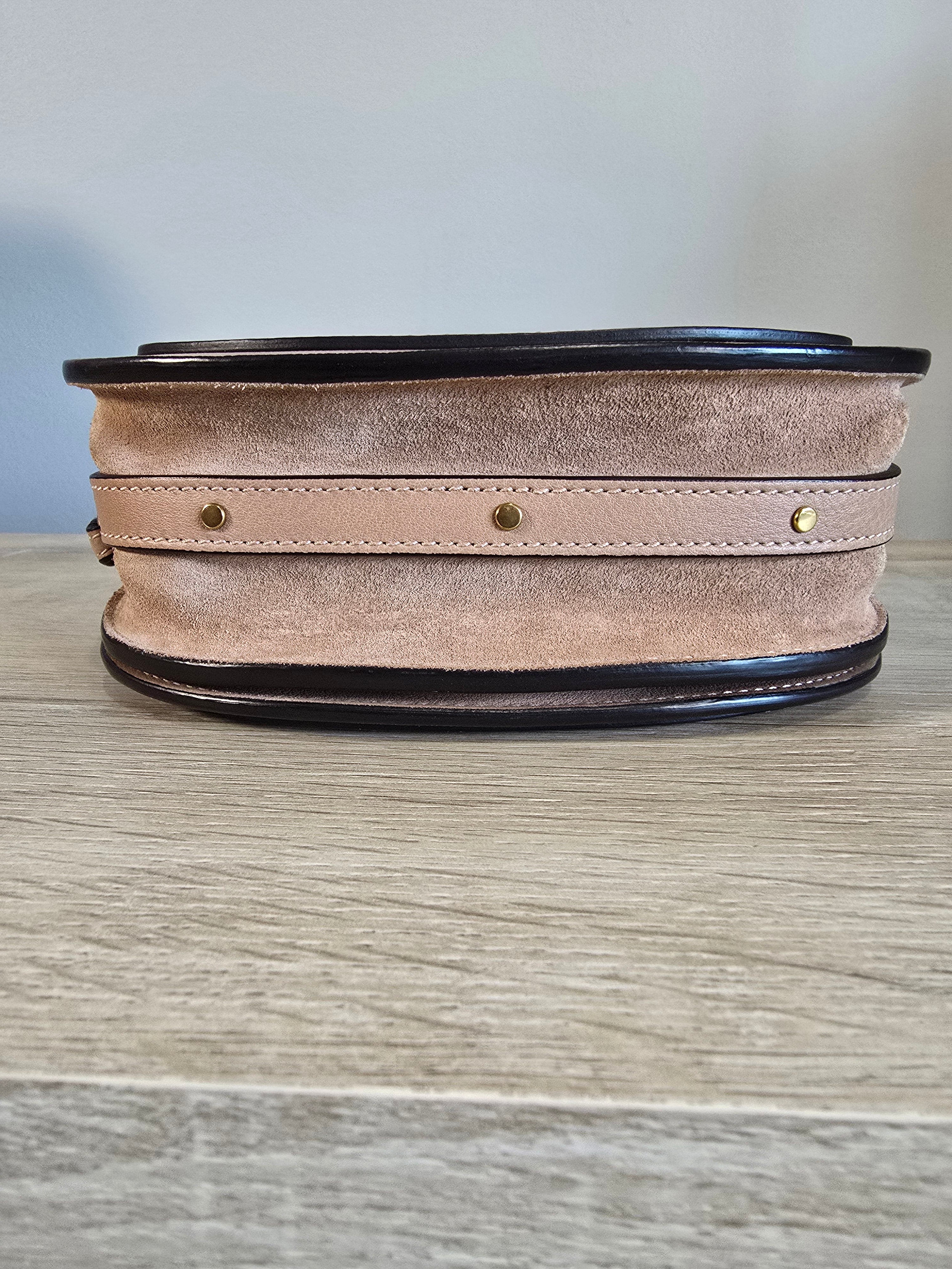 Chloé Small Nile Bracelet Bag Pink Leather Suede Gold Hardware