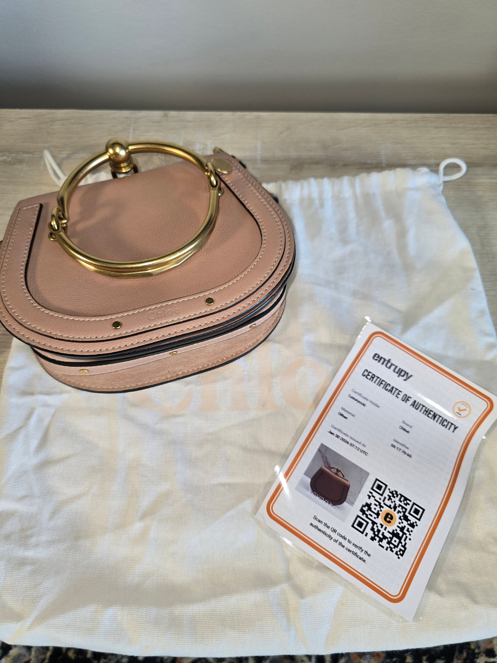 Chloé Small Nile Bracelet Bag Pink Leather Suede Gold Hardware