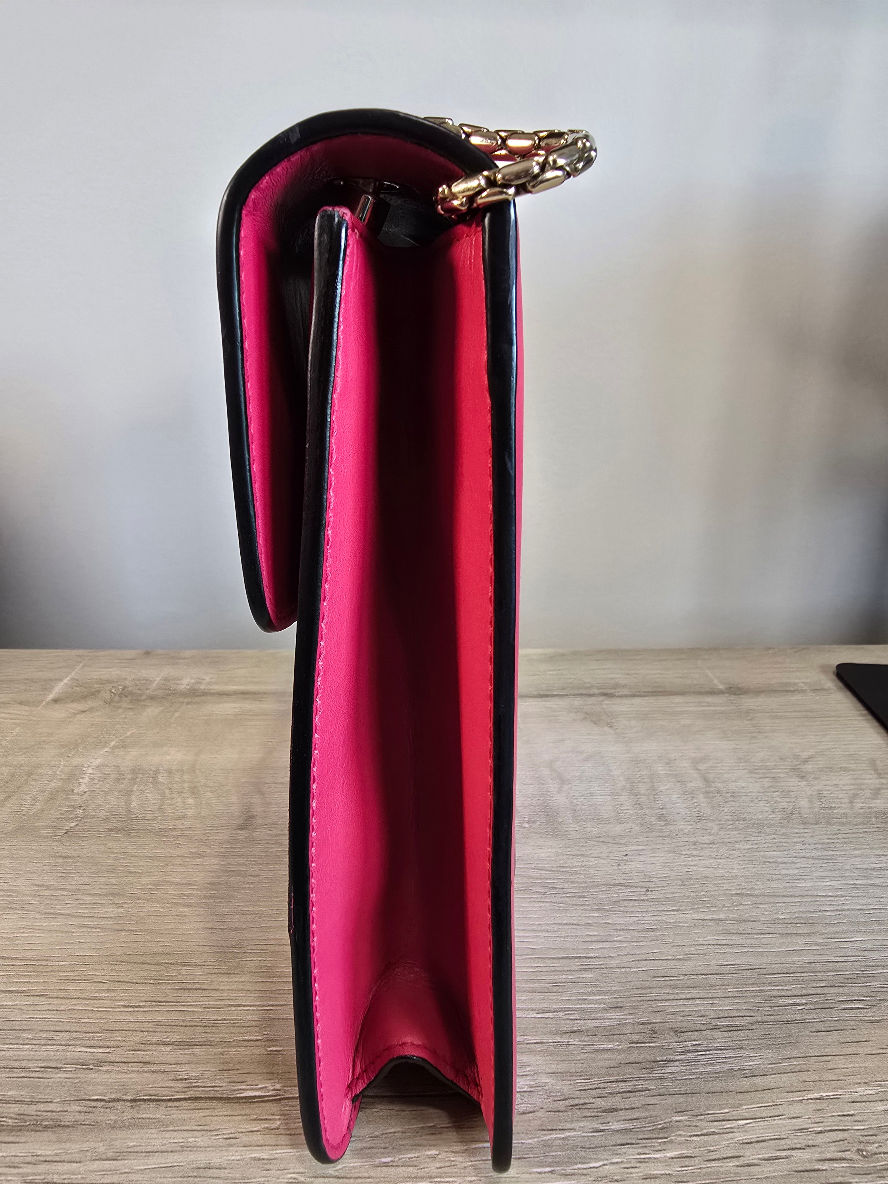 Bvlgari Serpenti Forever Medium Shoulder Bag Hot Pink Leather Gold Hardware Chain Strap