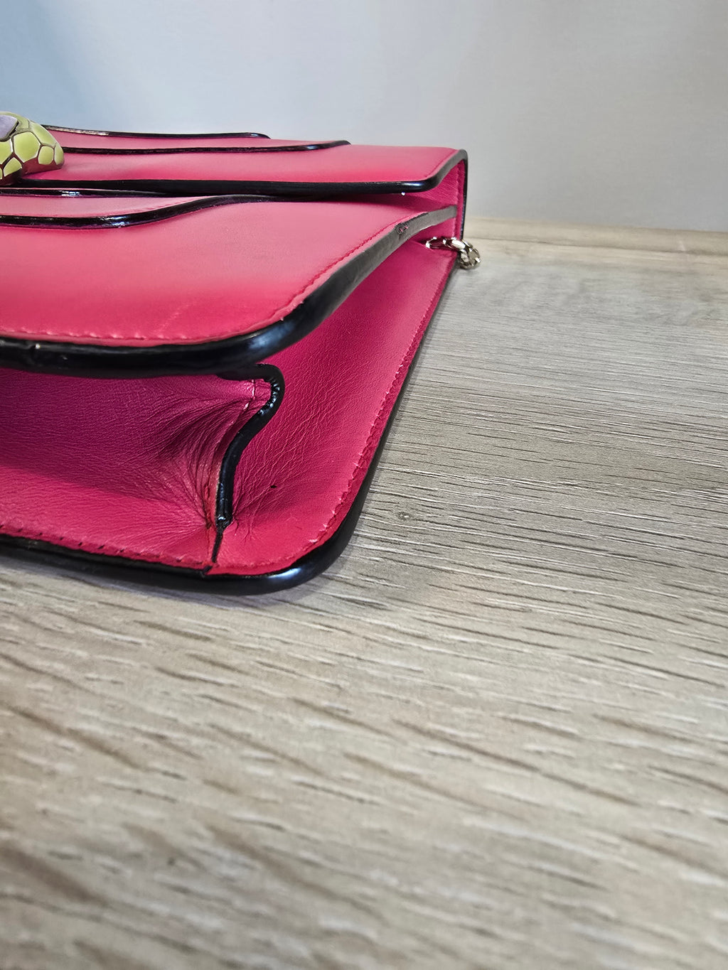 Bvlgari Serpenti Forever Medium Shoulder Bag Hot Pink Leather Gold Hardware Chain Strap