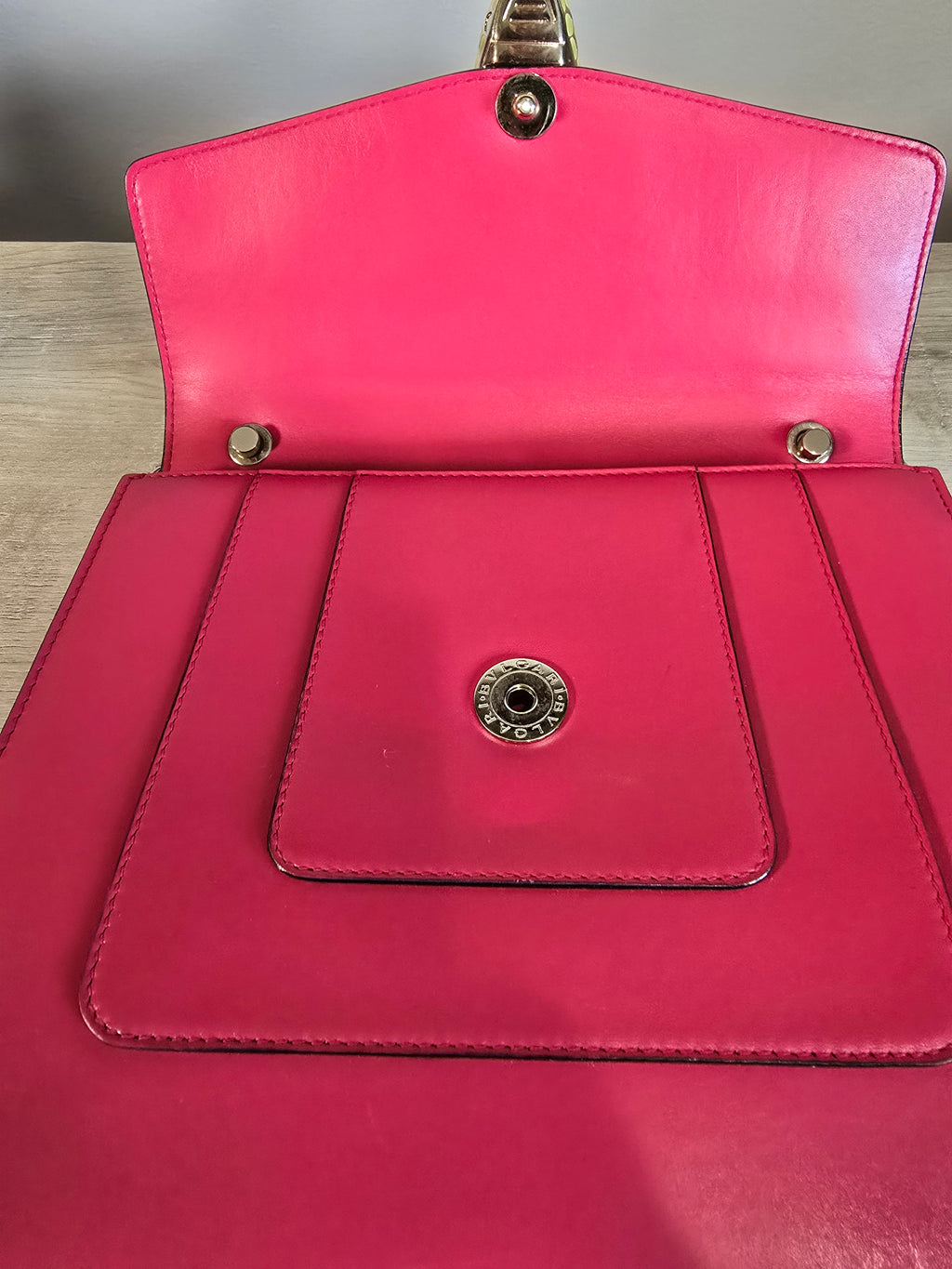 Bvlgari Serpenti Forever Medium Shoulder Bag Hot Pink Leather Gold Hardware Chain Strap