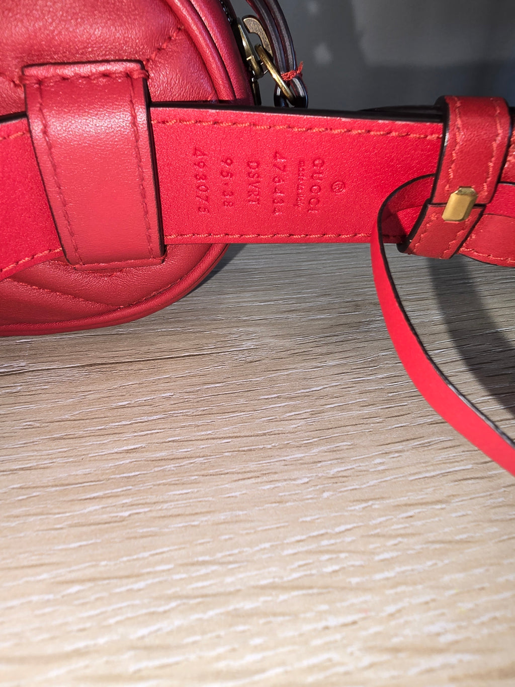 Gucci GG Marmont Matelassé Belt Bag Red Quilted Leather Gold Hardware