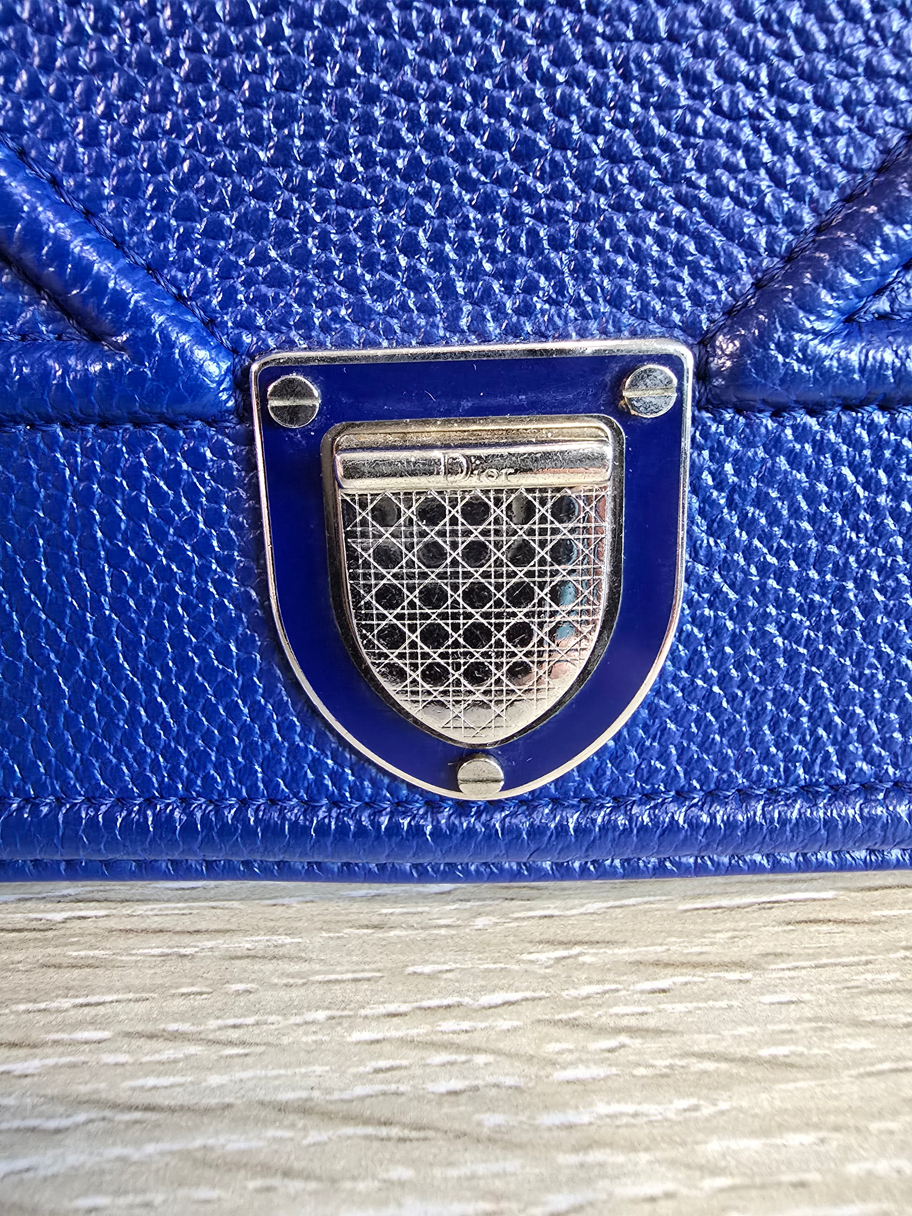 Christian Dior Diorama Wallet on Chain Blue Quilted Leather Silver Hardware