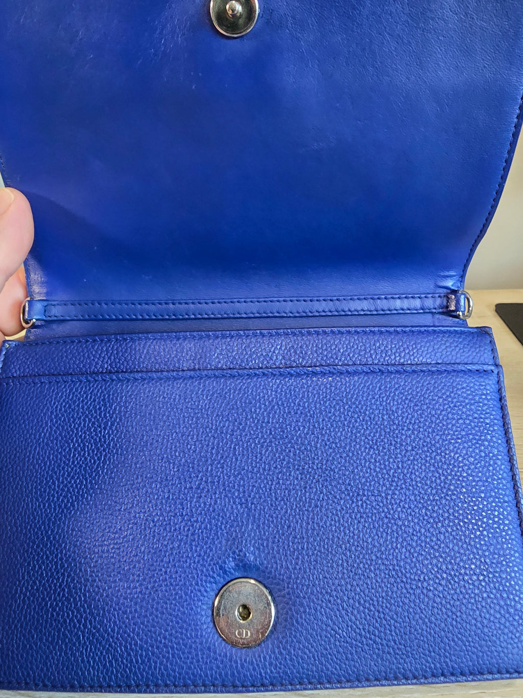 Christian Dior Diorama Wallet on Chain Blue Quilted Leather Silver Hardware