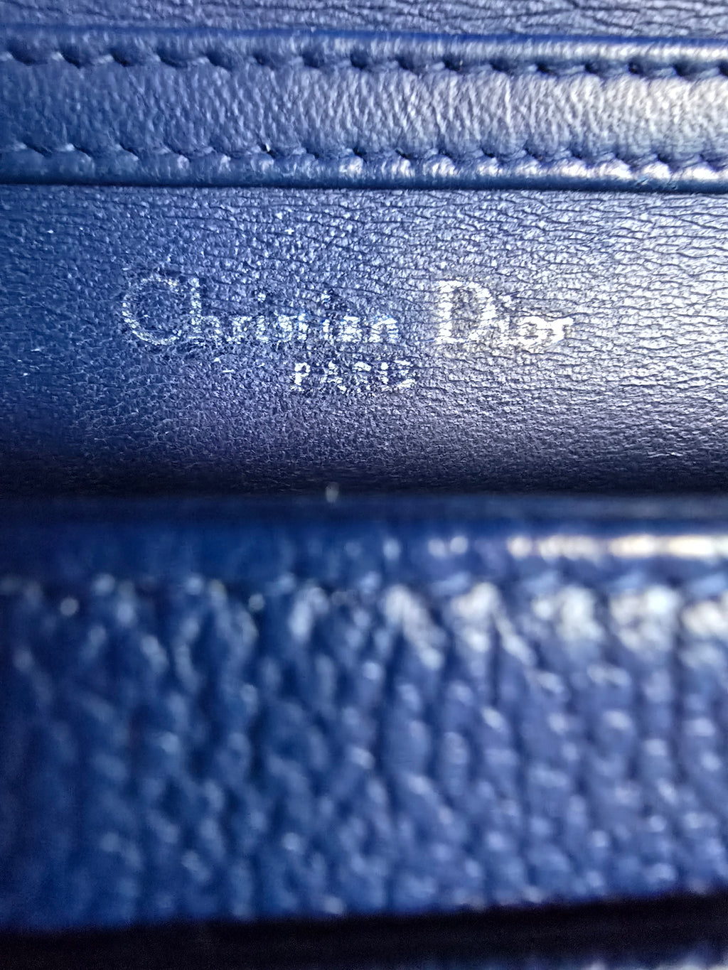 Christian Dior Diorama Wallet on Chain Blue Quilted Leather Silver Hardware