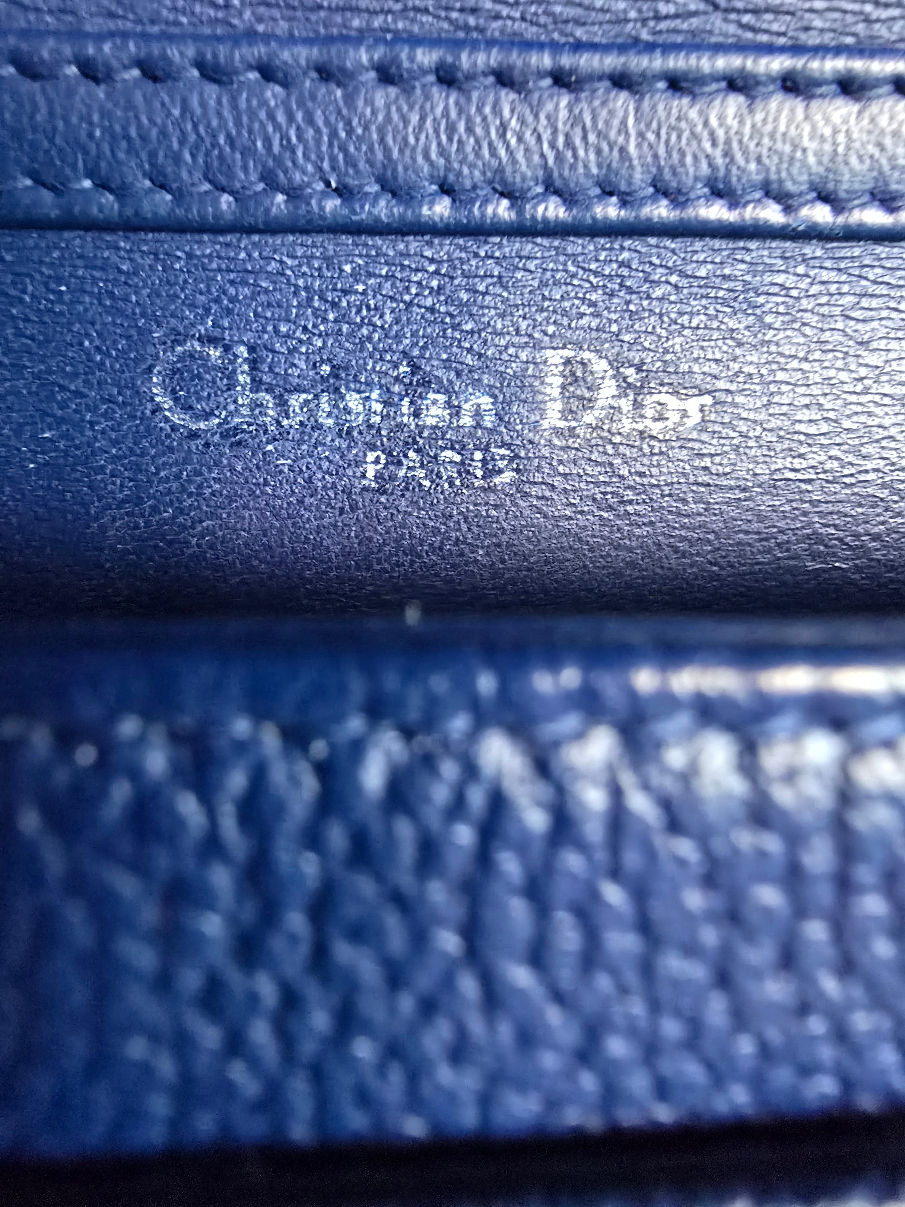 Christian Dior Diorama Wallet on Chain Blue Quilted Leather Silver Hardware