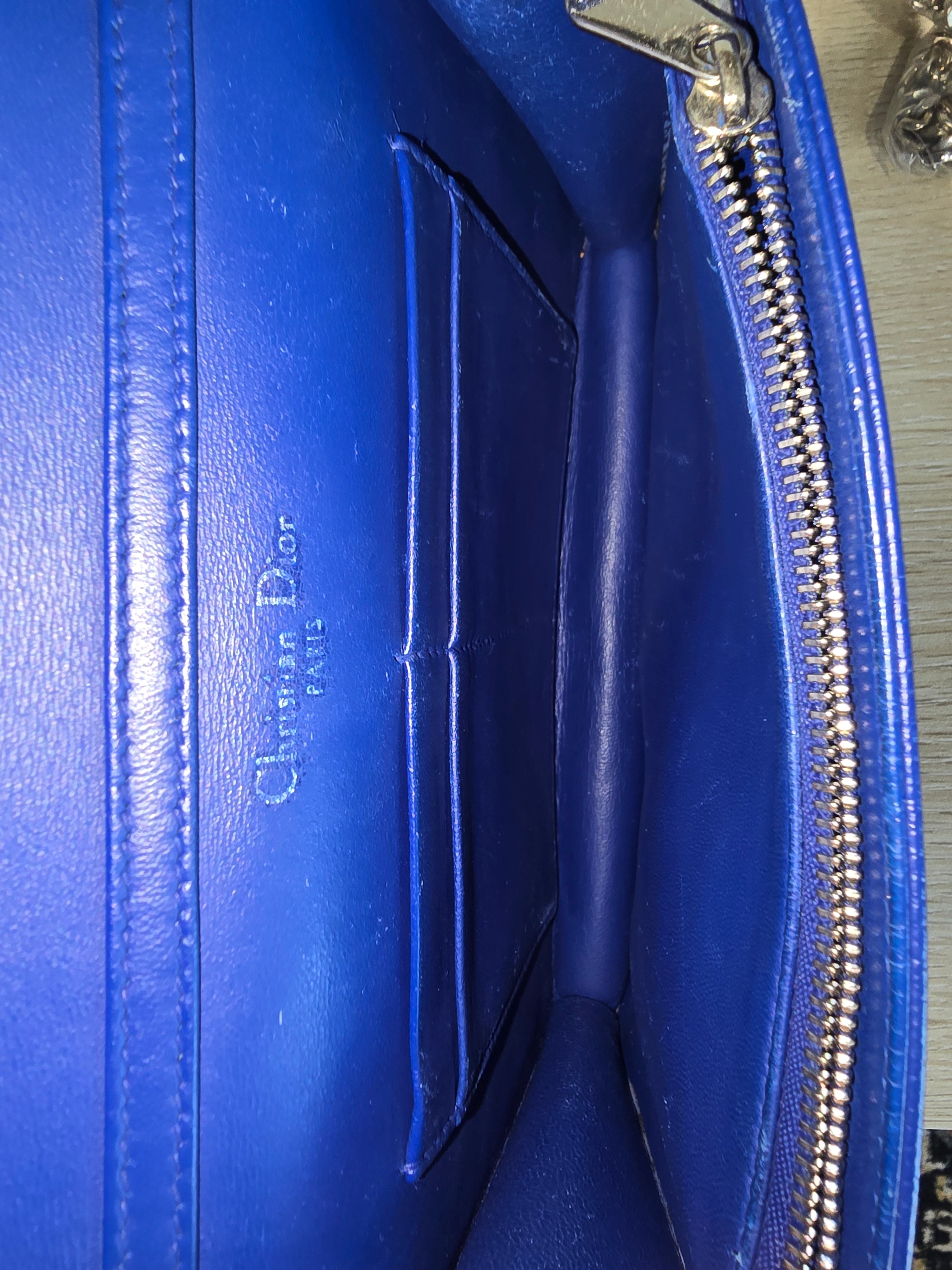 Christian Dior Diorama Wallet on Chain Blue Quilted Leather Silver Hardware