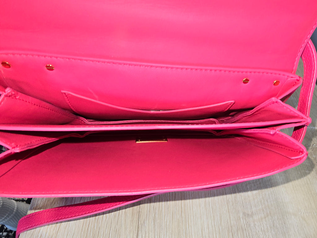 Bottega Veneta Envelope Bag Bright Pink Smooth Leather Gold Hardware
