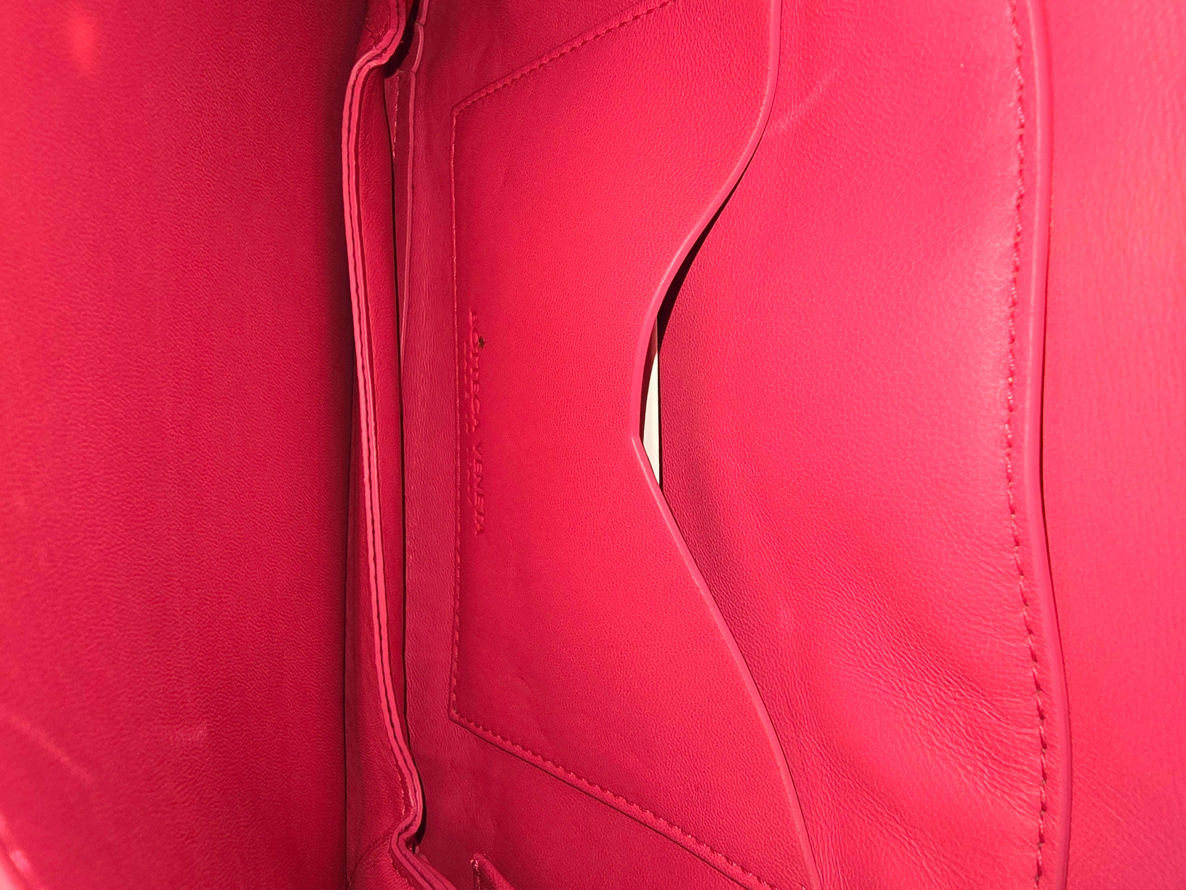 Bottega Veneta Envelope Bag Bright Pink Smooth Leather Gold Hardware