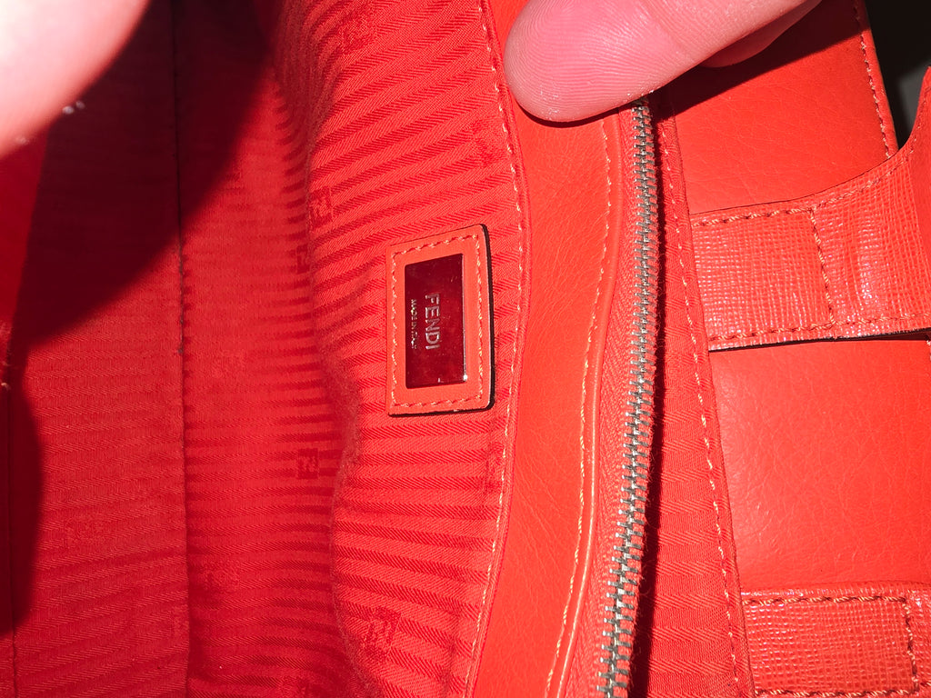 Fendi By The Way Tote Red Saffiano Leather Silver Hardware