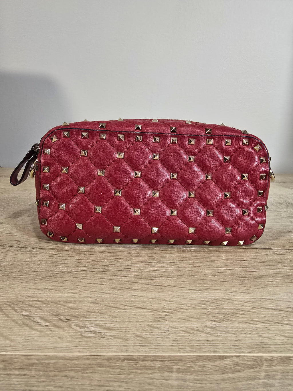 Valentino Garavani Rockstud Spike Handbag Red Leather Silver Hardware Chain Strap